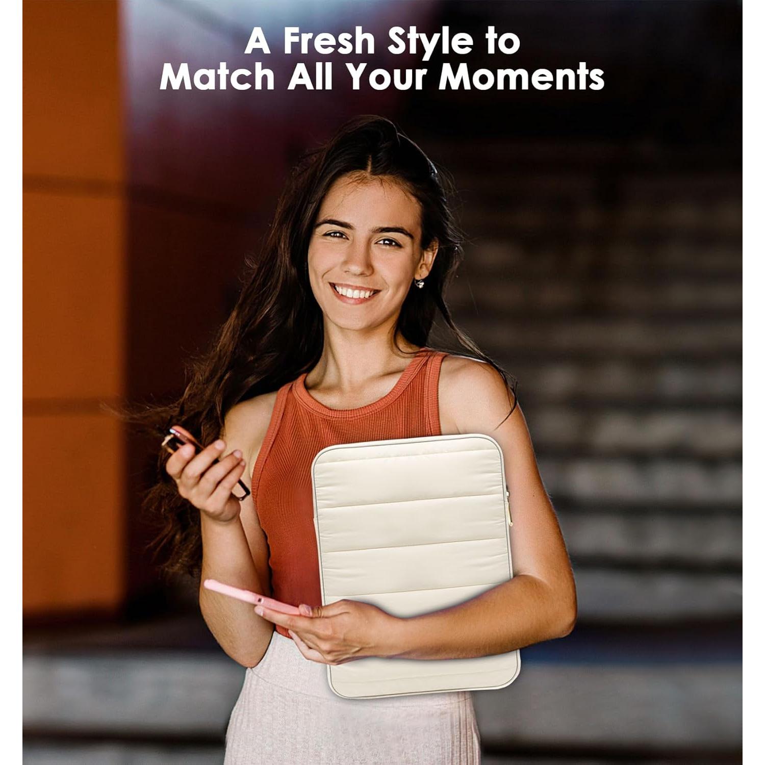 Funda Acolchada MoKo para Laptop 13-14" Blanco Lechoso