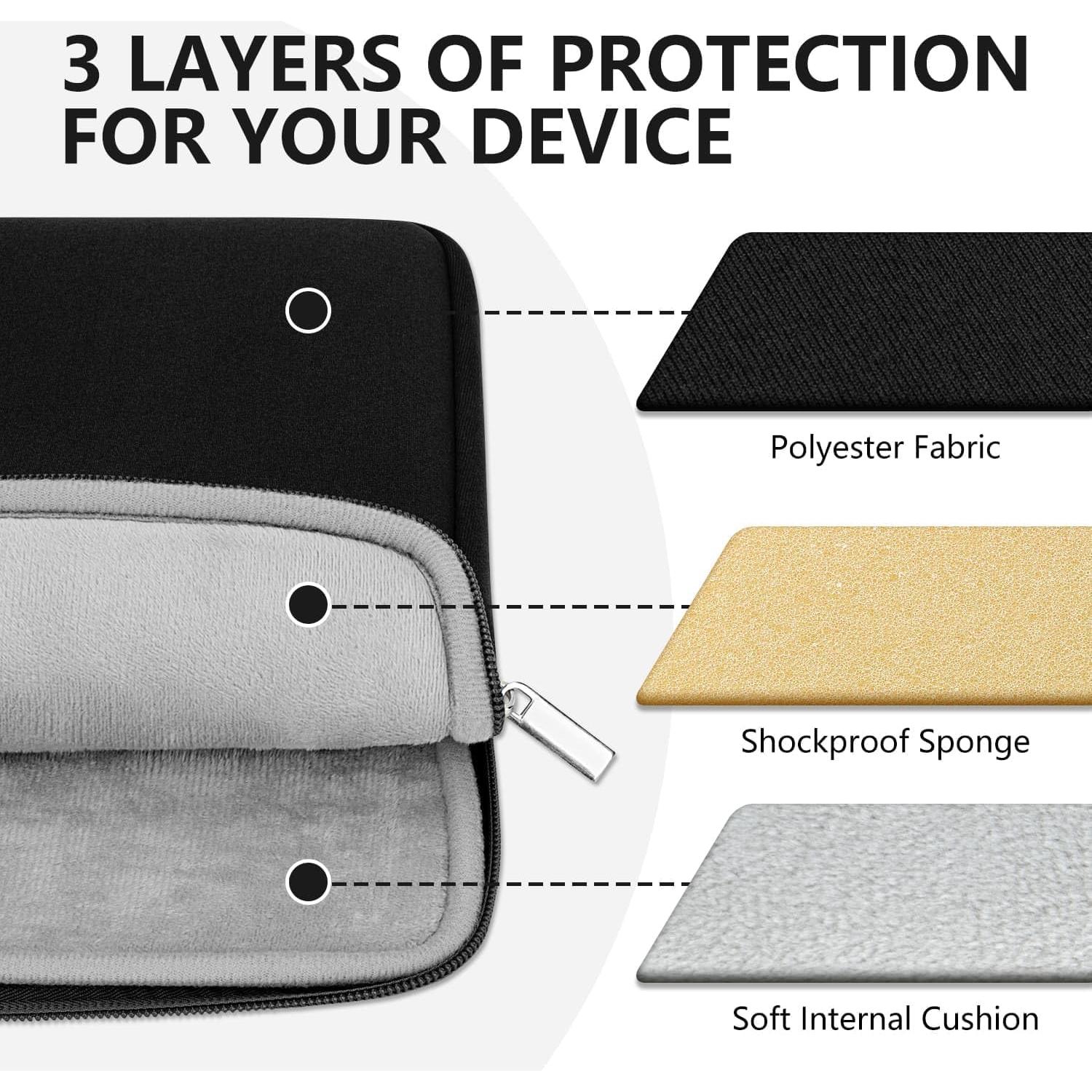 Funda Acolchada para Laptop HEDUGO 13-14" Negra con Bolsillo