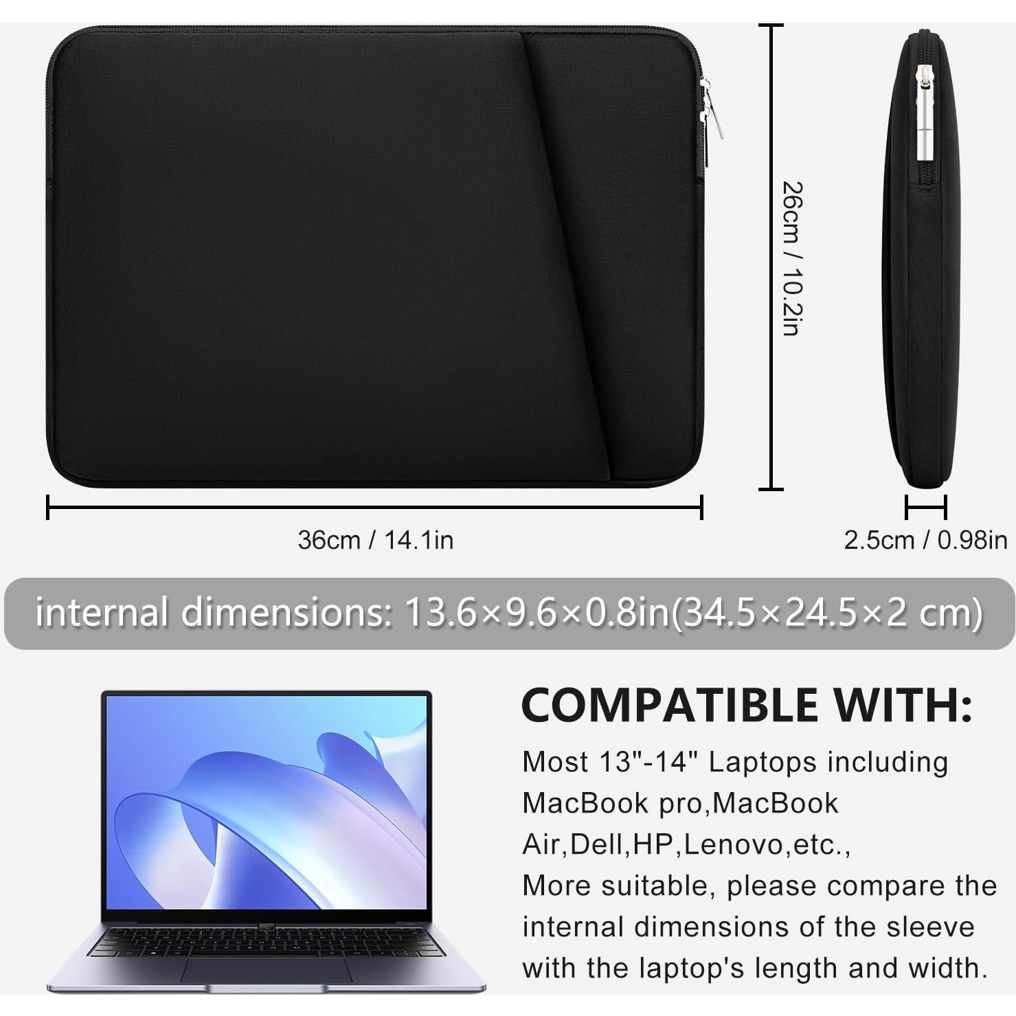 Funda Acolchada para Laptop HEDUGO 13-14" Negra con Bolsillo