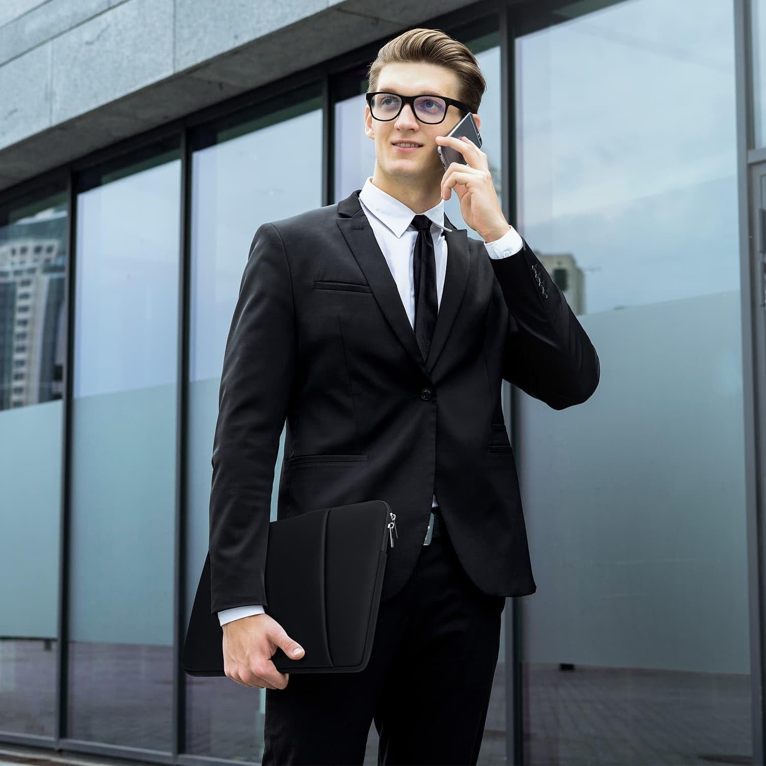 Funda Acolchada para Laptop HEDUGO 13-14" Negra con Bolsillo