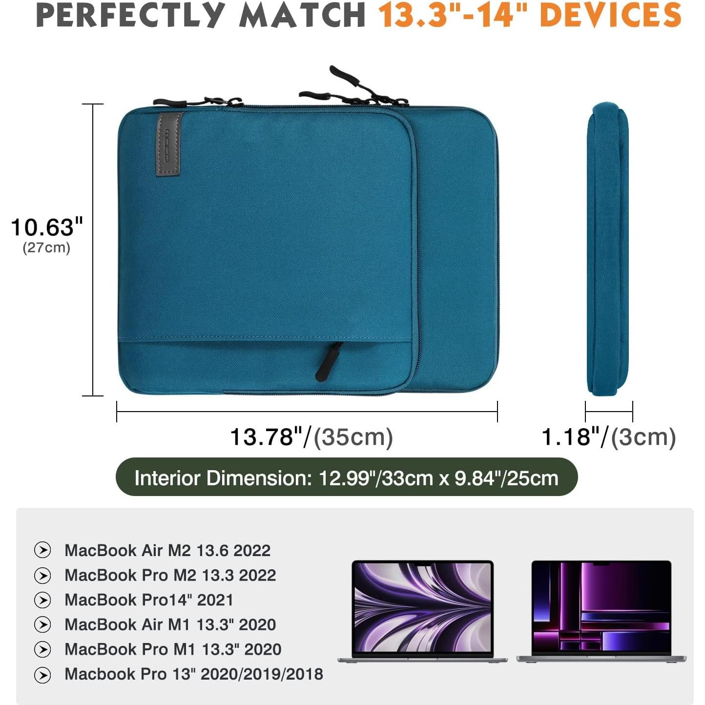 Funda para Laptop MoKo 13.3-14" Azul Pavo Impermeable