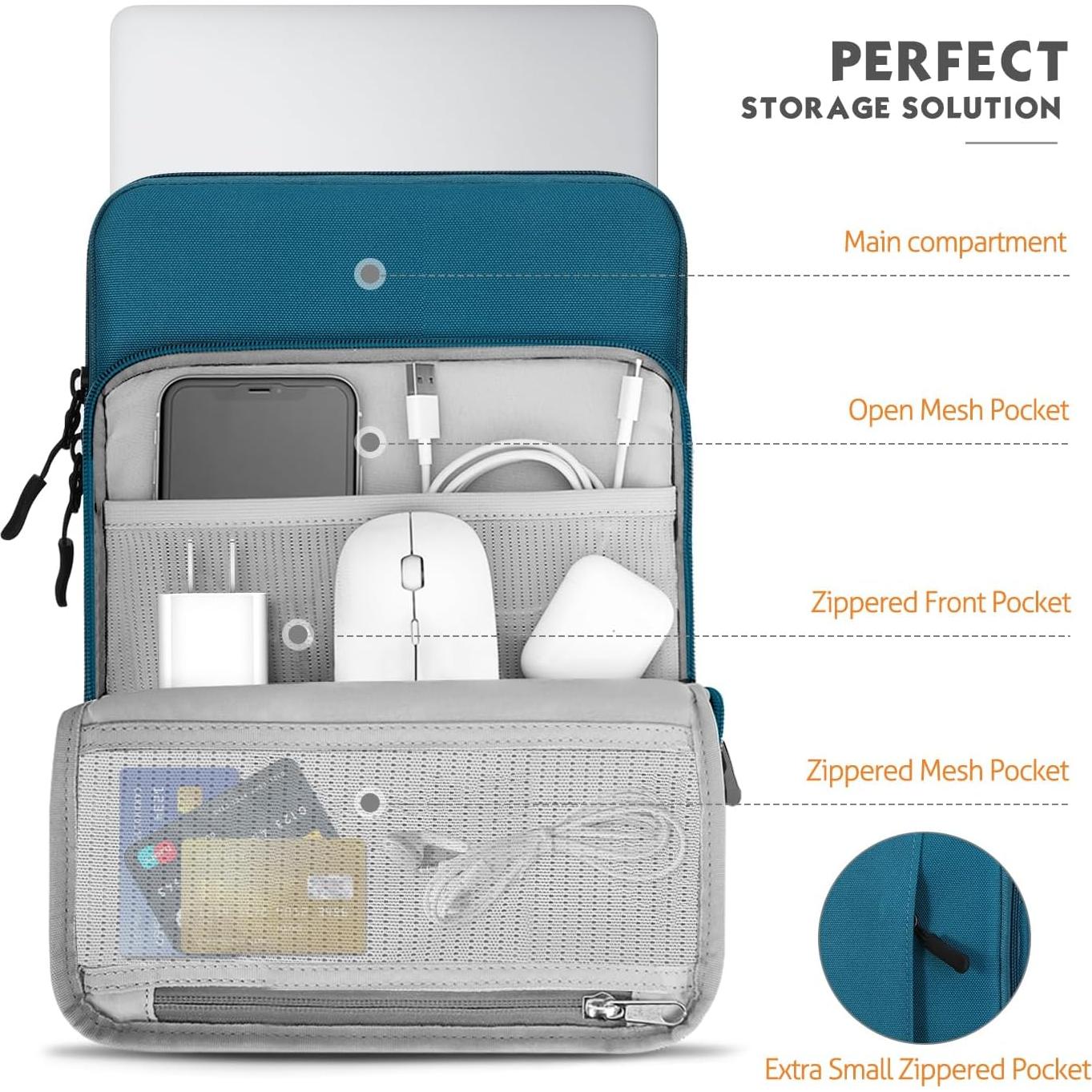 Funda para Laptop MoKo 13.3-14" Azul Pavo Impermeable