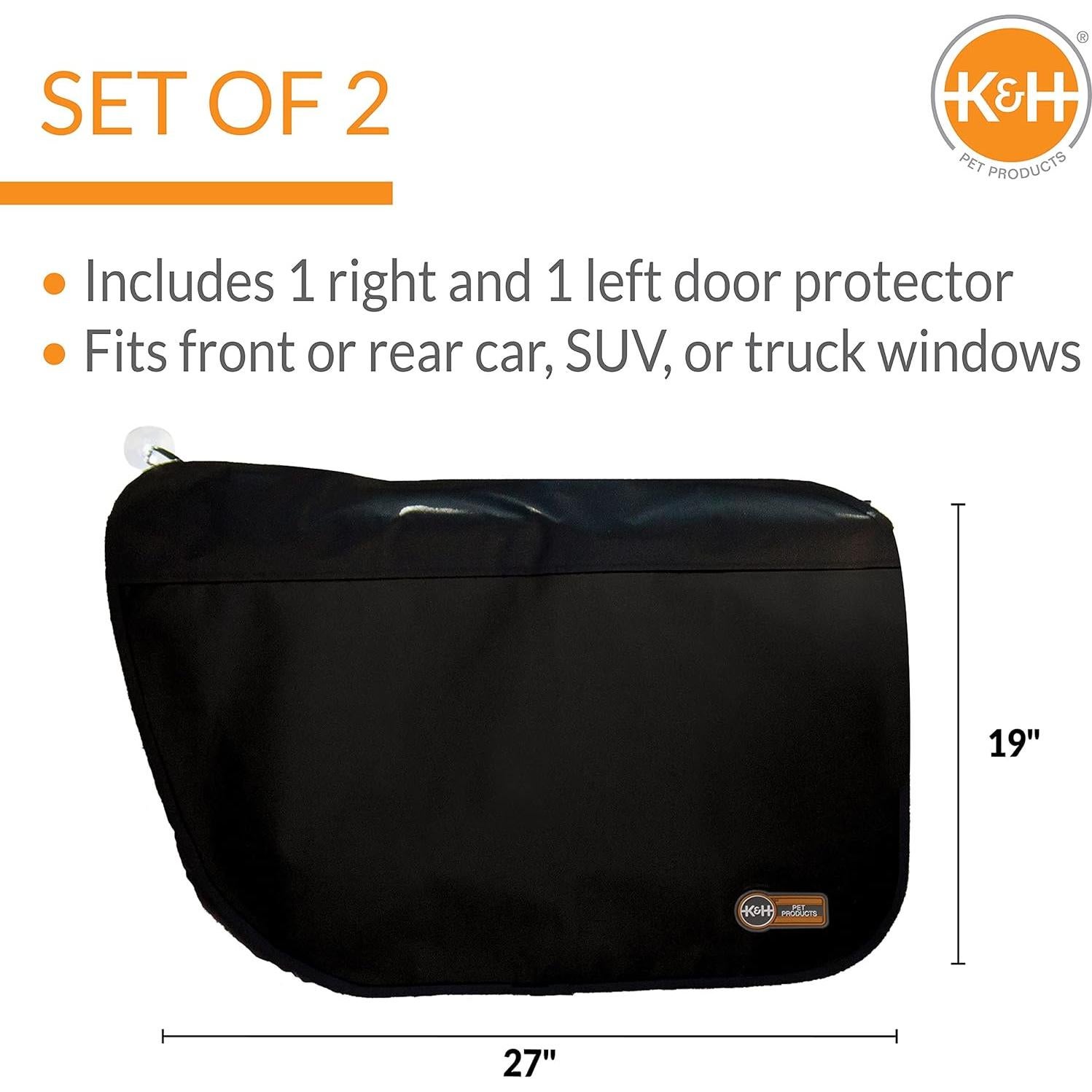 Protector de Puerta de Auto K&H Negro 68,58x48,26cm Juego de 2