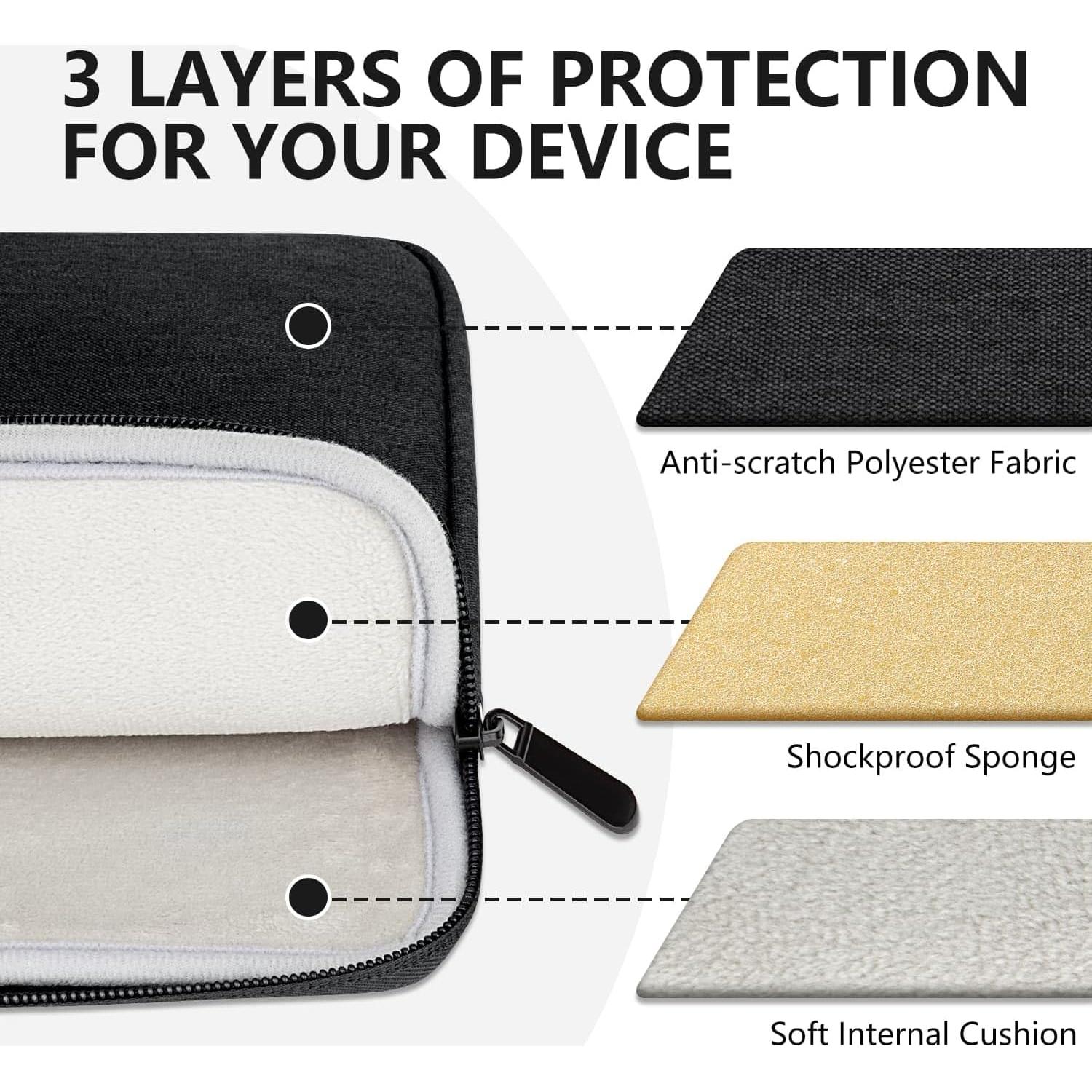 Funda Acolchada para Laptop 15.6" HEDUGO Negra con Bolsillo