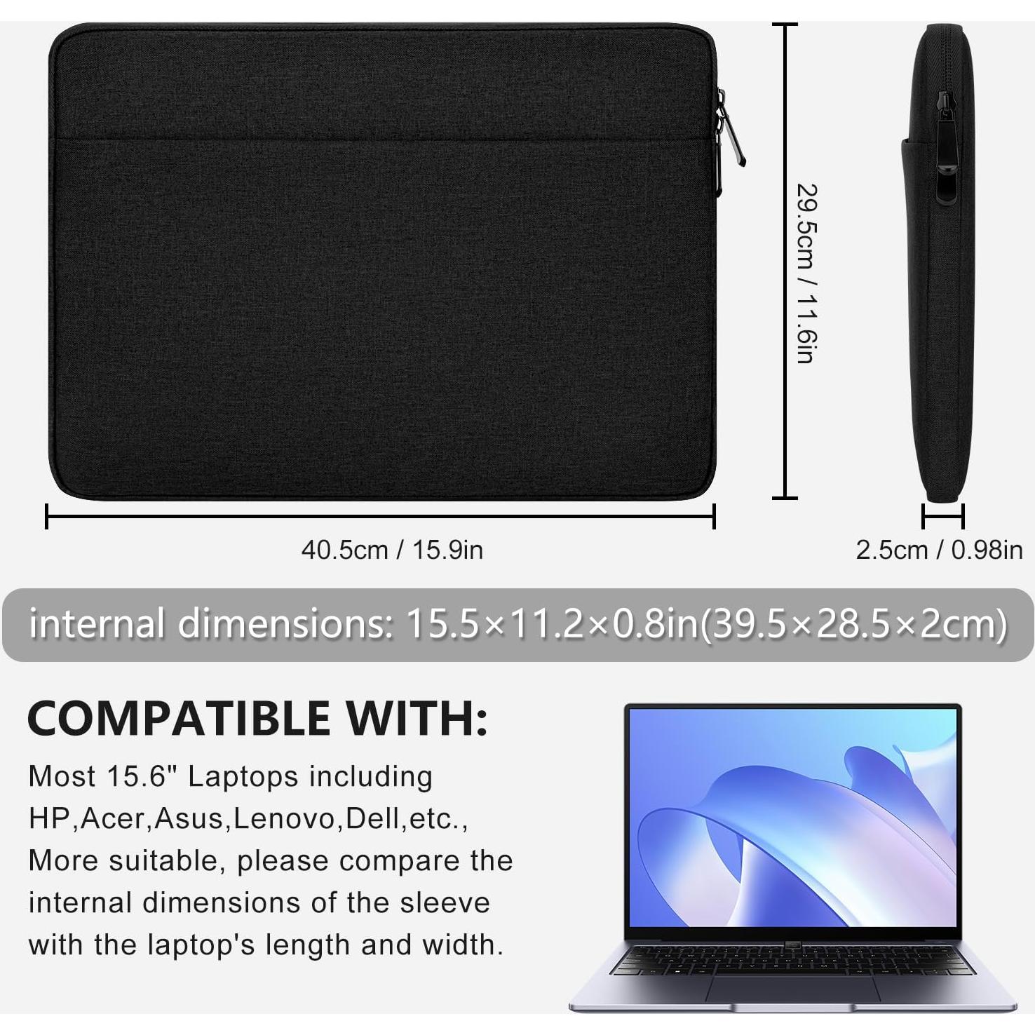 Funda Acolchada para Laptop 15.6" HEDUGO Negra con Bolsillo