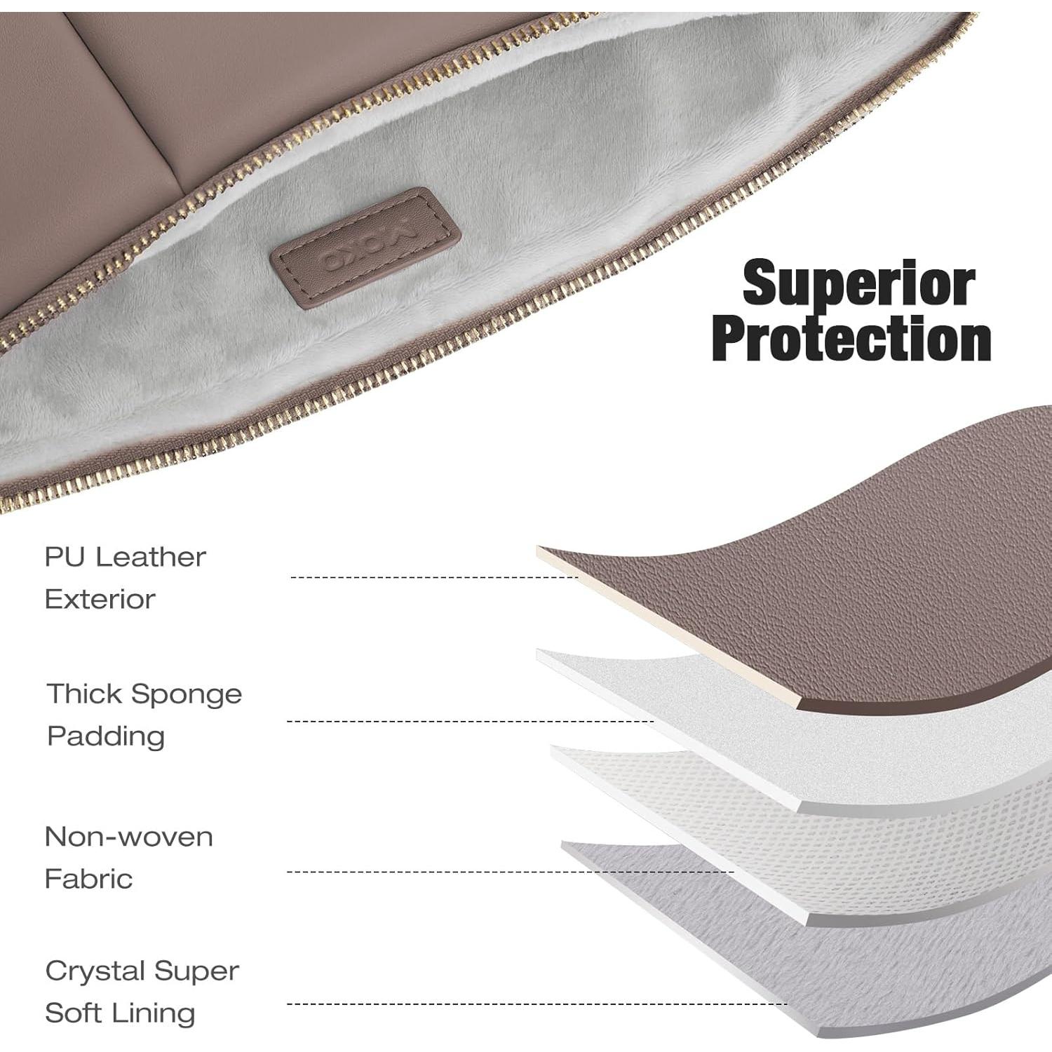 Funda Acolchada MoKo para Laptop 13.3-14" PU Café