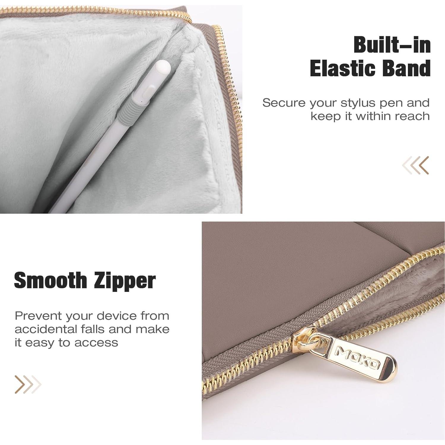 Funda Acolchada MoKo para Laptop 13.3-14" PU Café