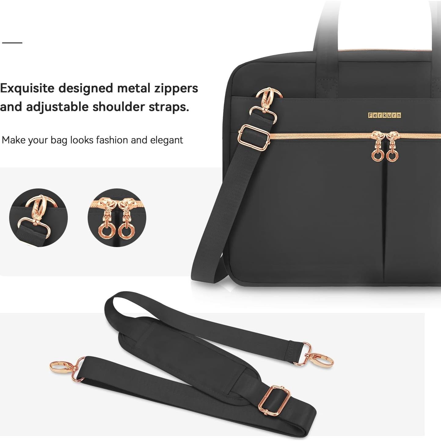 Bolsa para Laptop 15.6" Ferkurn Negra con Correa Desmontable