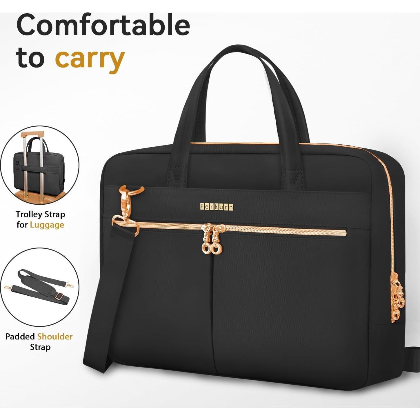 Bolsa para Laptop 15.6" Ferkurn Negra con Correa Desmontable