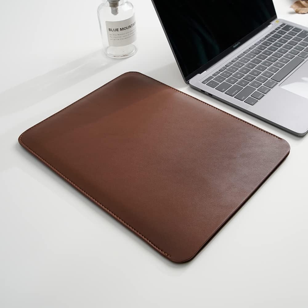 Funda de cuero premium NTYY para laptop 15" marrón oscuro