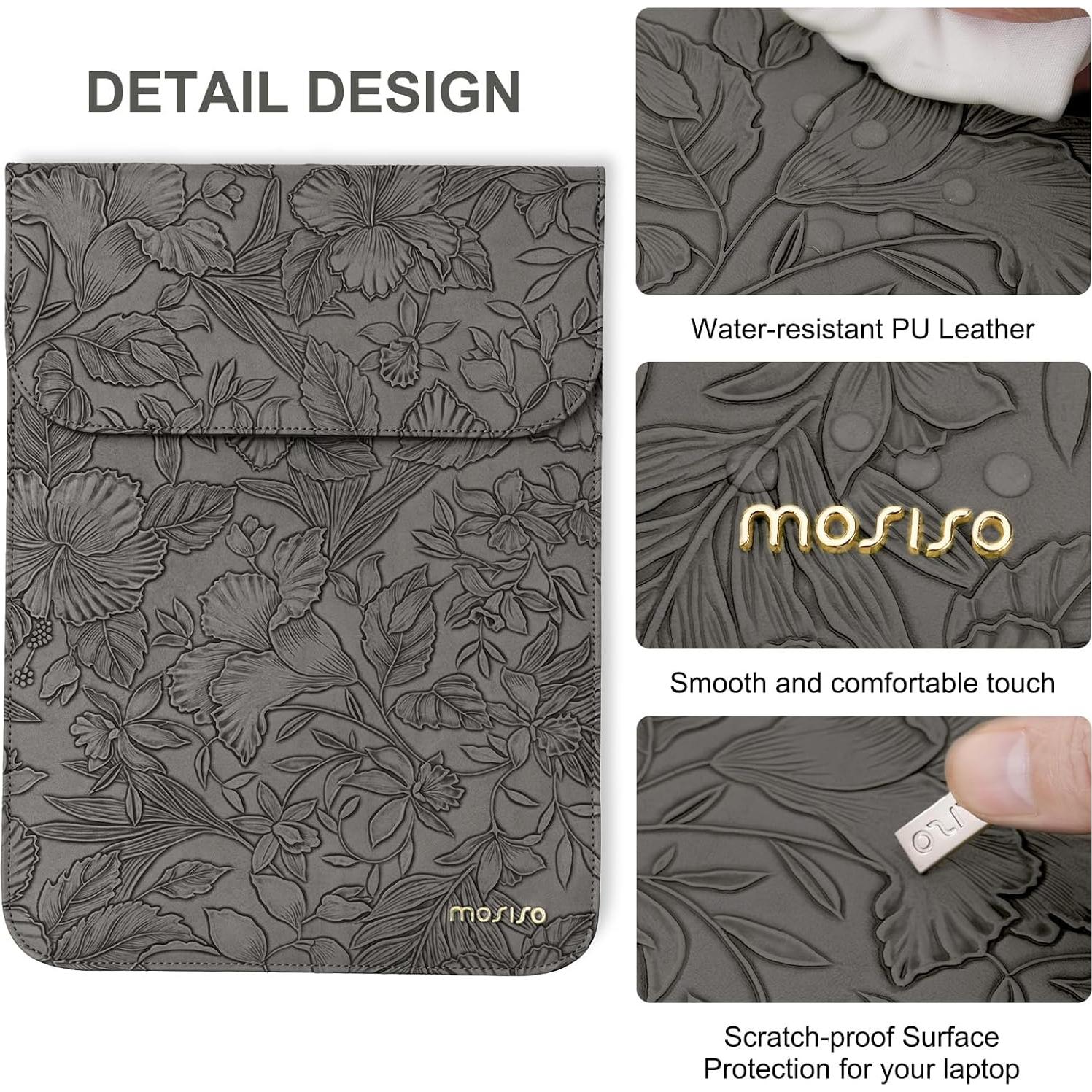 Funda para Laptop MOSISO 13" Gris PU con Bolsa Accesorios