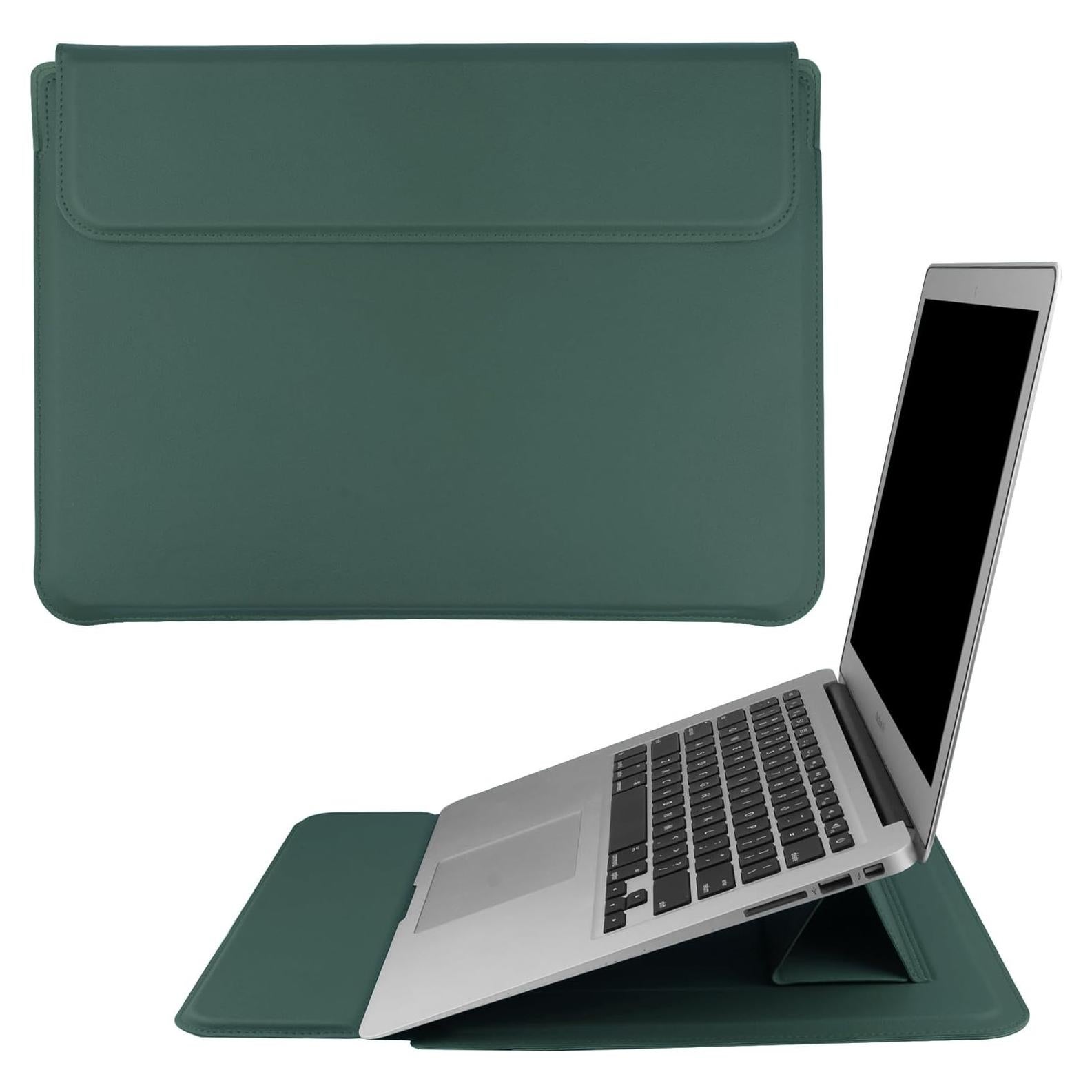 Funda para Laptop 15.6" Cuero PU Verde con Soporte SOMEI