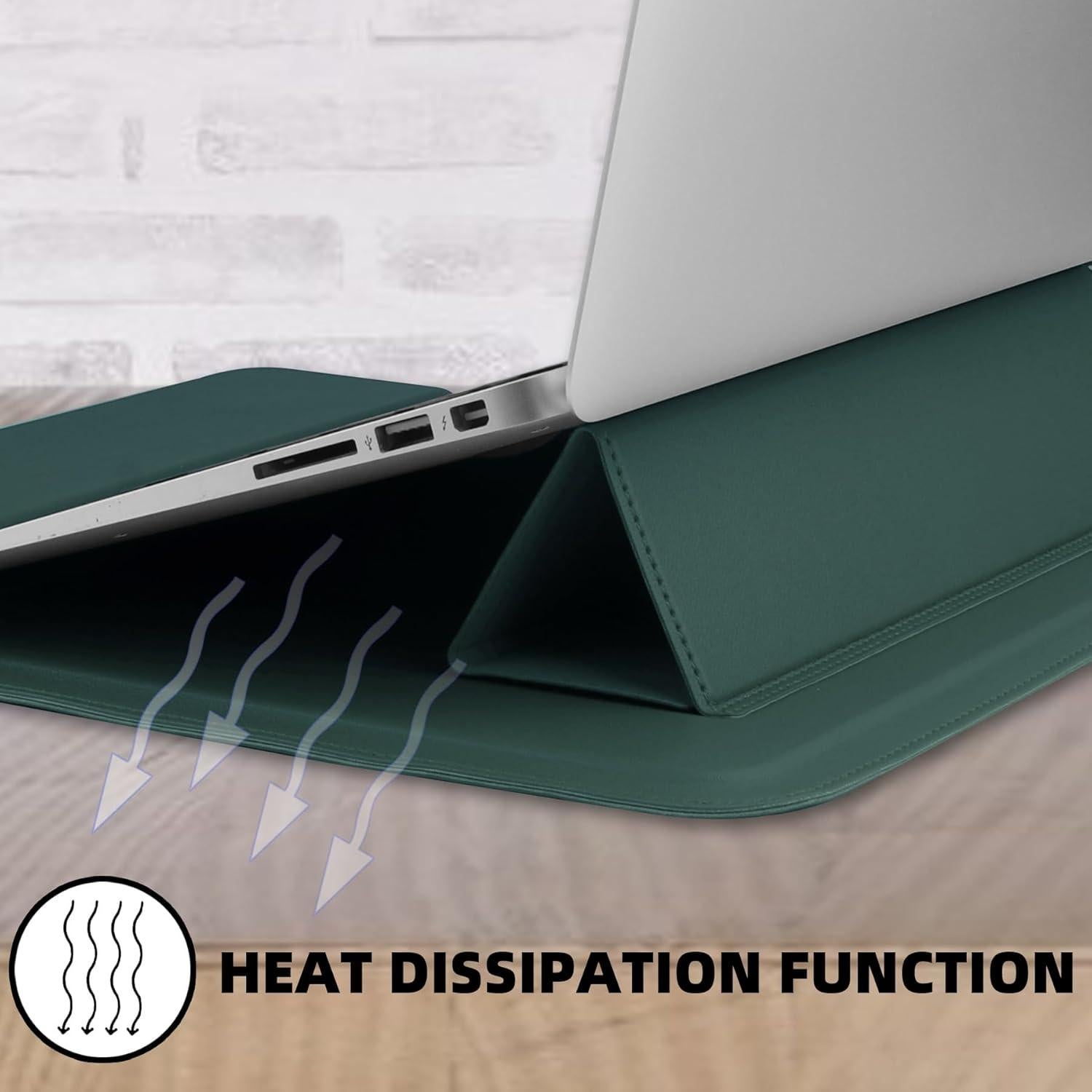 Funda para Laptop 15.6" Cuero PU Verde con Soporte SOMEI