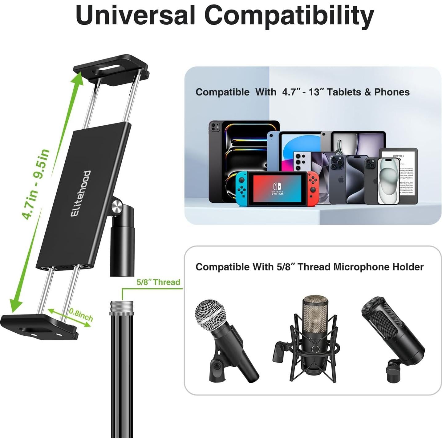 Soporte de Tabletas Elitehood FT7 Aluminio Ajustable 43-165 cm