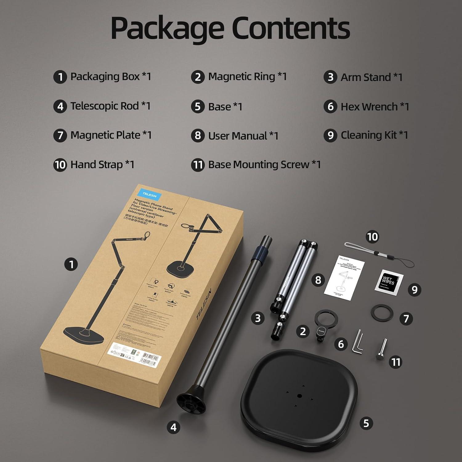 Soporte de Piso Magnético TELESIN para Teléfonos y Tablets 1.6M