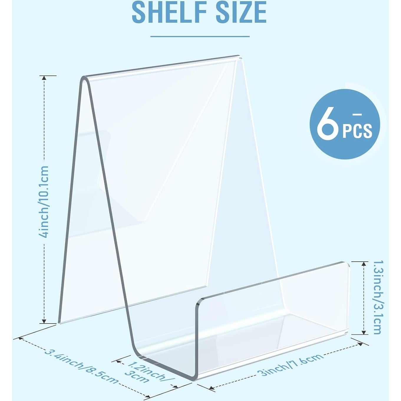 Paquete de 6 Soportes de Libro Acrílico Aredpoook 10cm