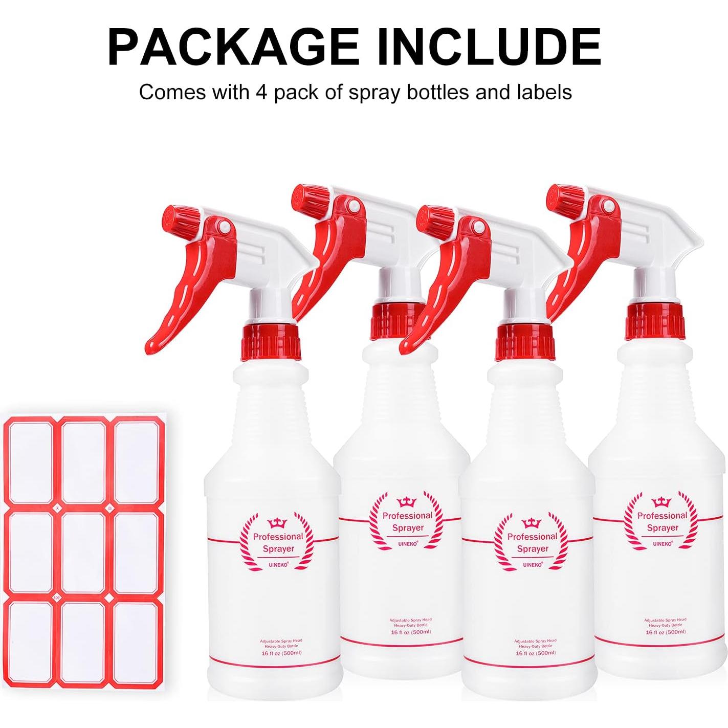 Botellas de Spray Uineko 500 ml (Paquete de 4) Ajustables