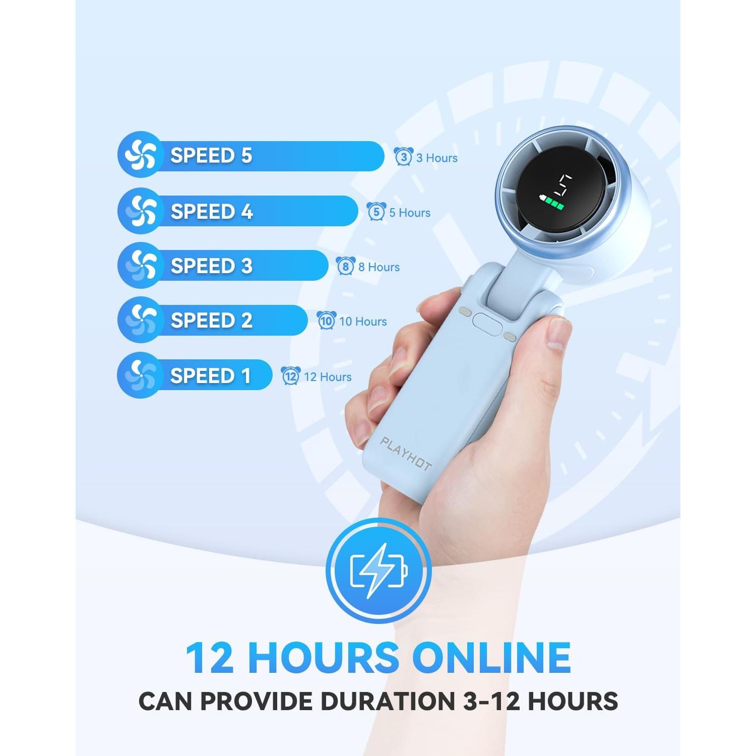 Ventilador Turbo Portátil PlayHot 5 Velocidades 0.22kg Azul