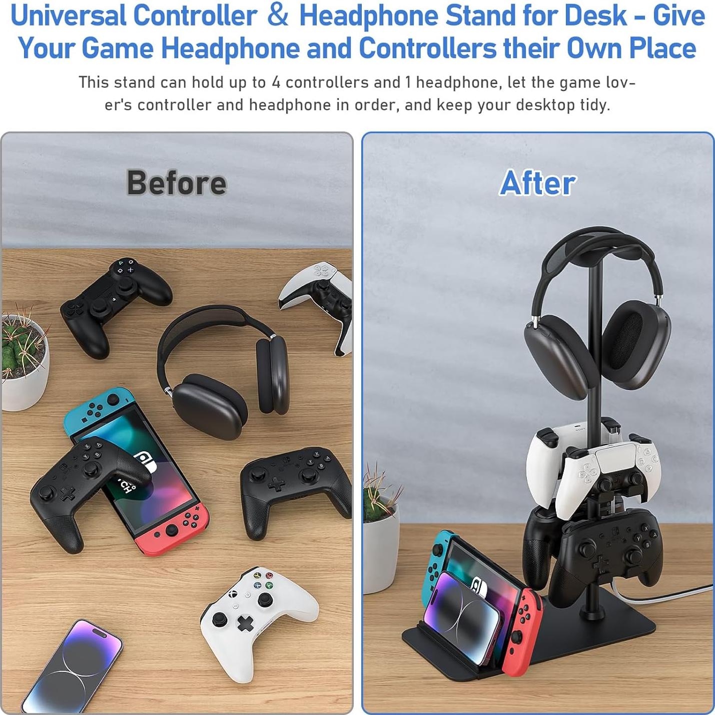 Soporte para Auriculares y Controladores MANMUVIMO - 1 Auricular + 4 Controladores