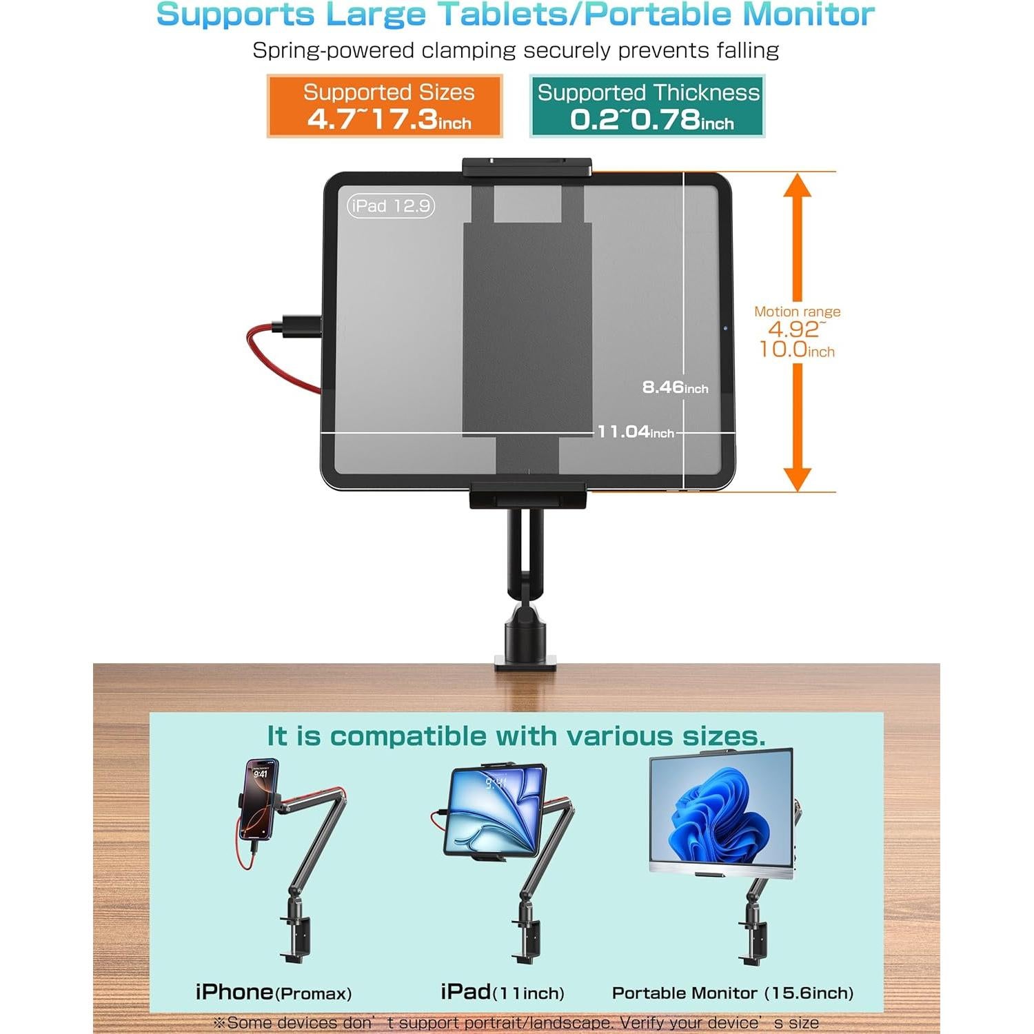 Soporte de brazo para tabletas y monitores KUUVAN 15.6"-17.3"