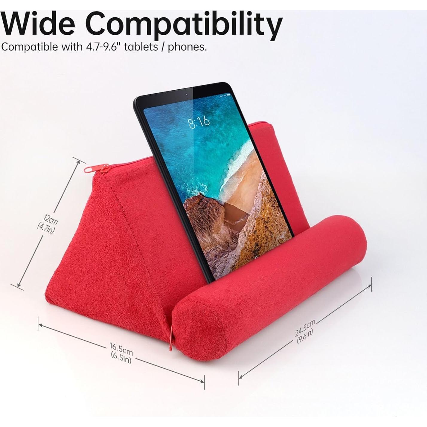 Soporte de Almohada para Tablet Kelepu - Tela de Ante Rojo