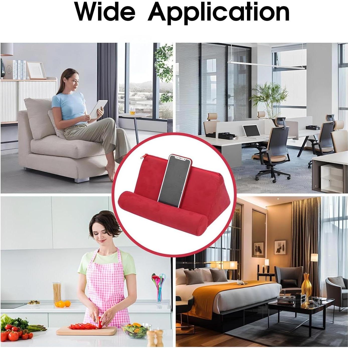 Soporte de Almohada para Tablet Kelepu - Tela de Ante Rojo