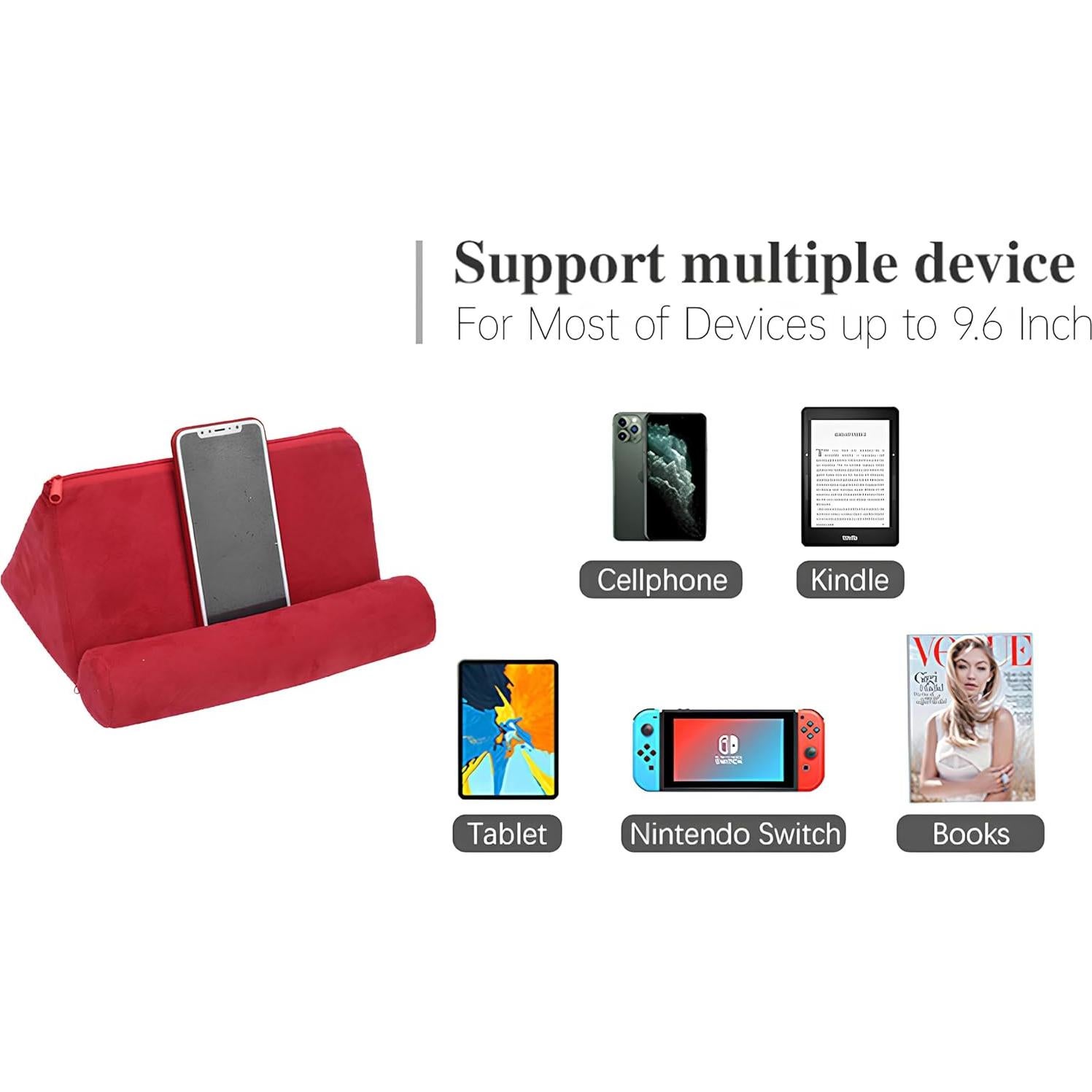 Soporte de Almohada para Tablet Kelepu - Tela de Ante Rojo