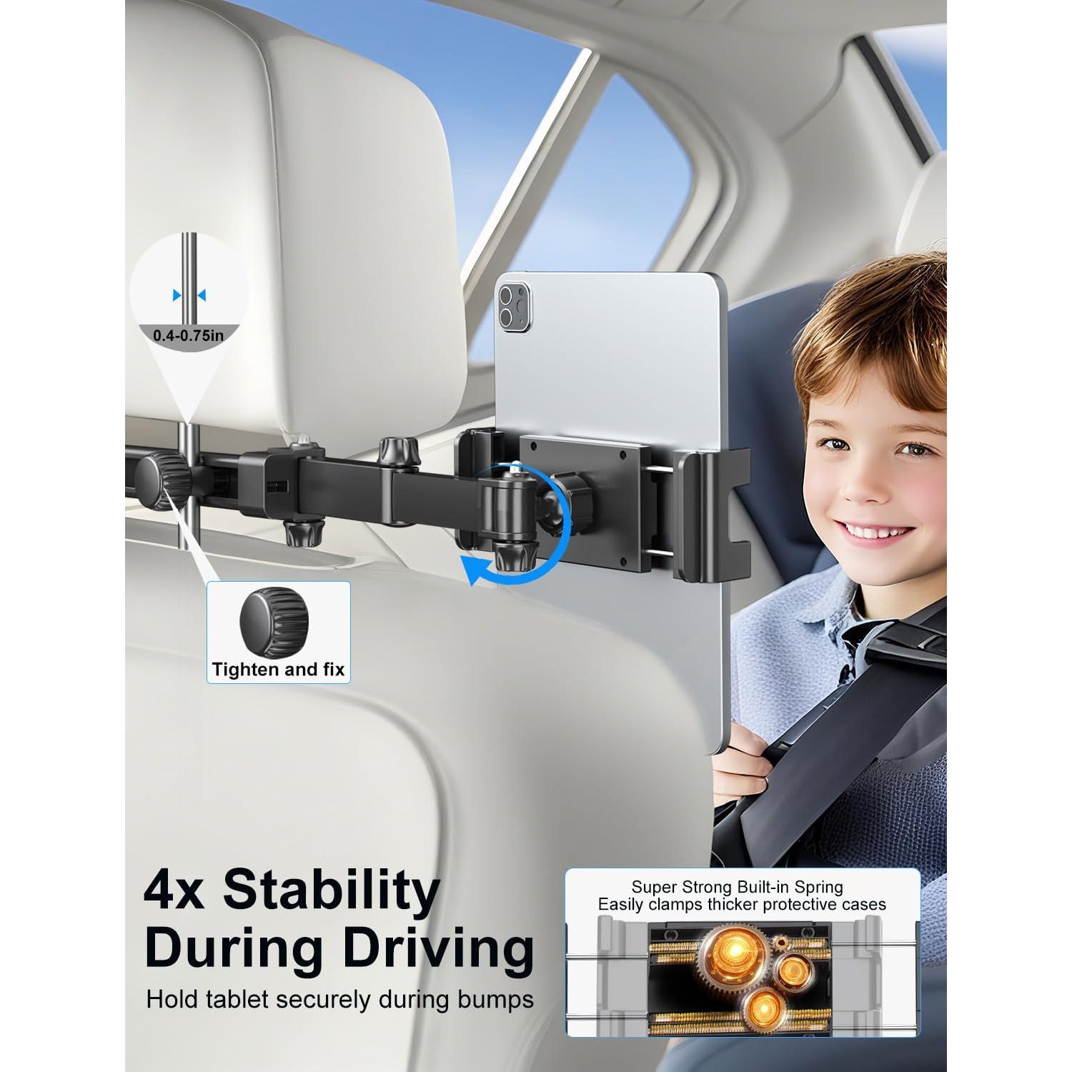 Soporte de Tableta PLDHPRO para Reposacabezas de Coche 5.1-15.6"