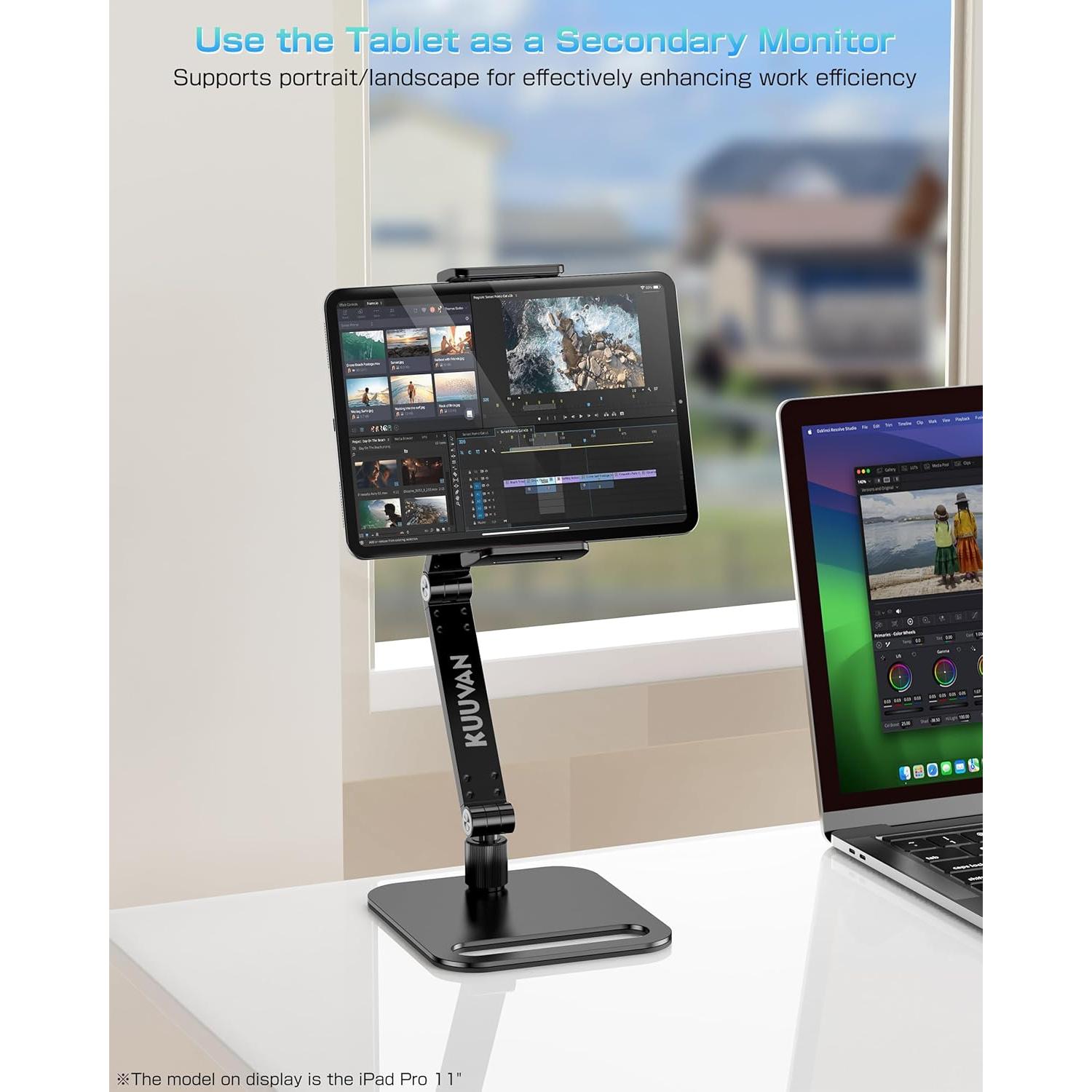 Soporte para Tablet y Monitor KUUVAN Ajustable 80-264 cm Negro