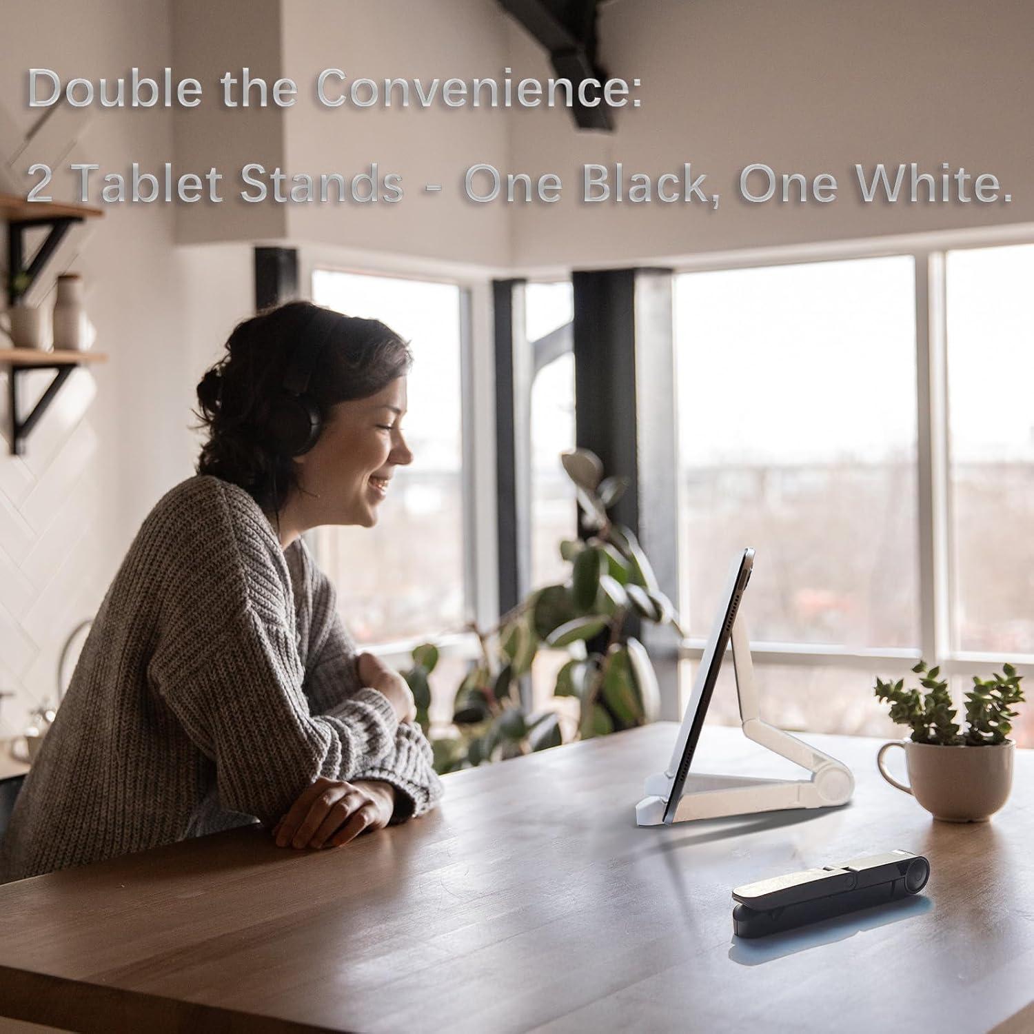 Soporte para Tabletas Ajustable NBZW - 2 Piezas, Blanco y Negro