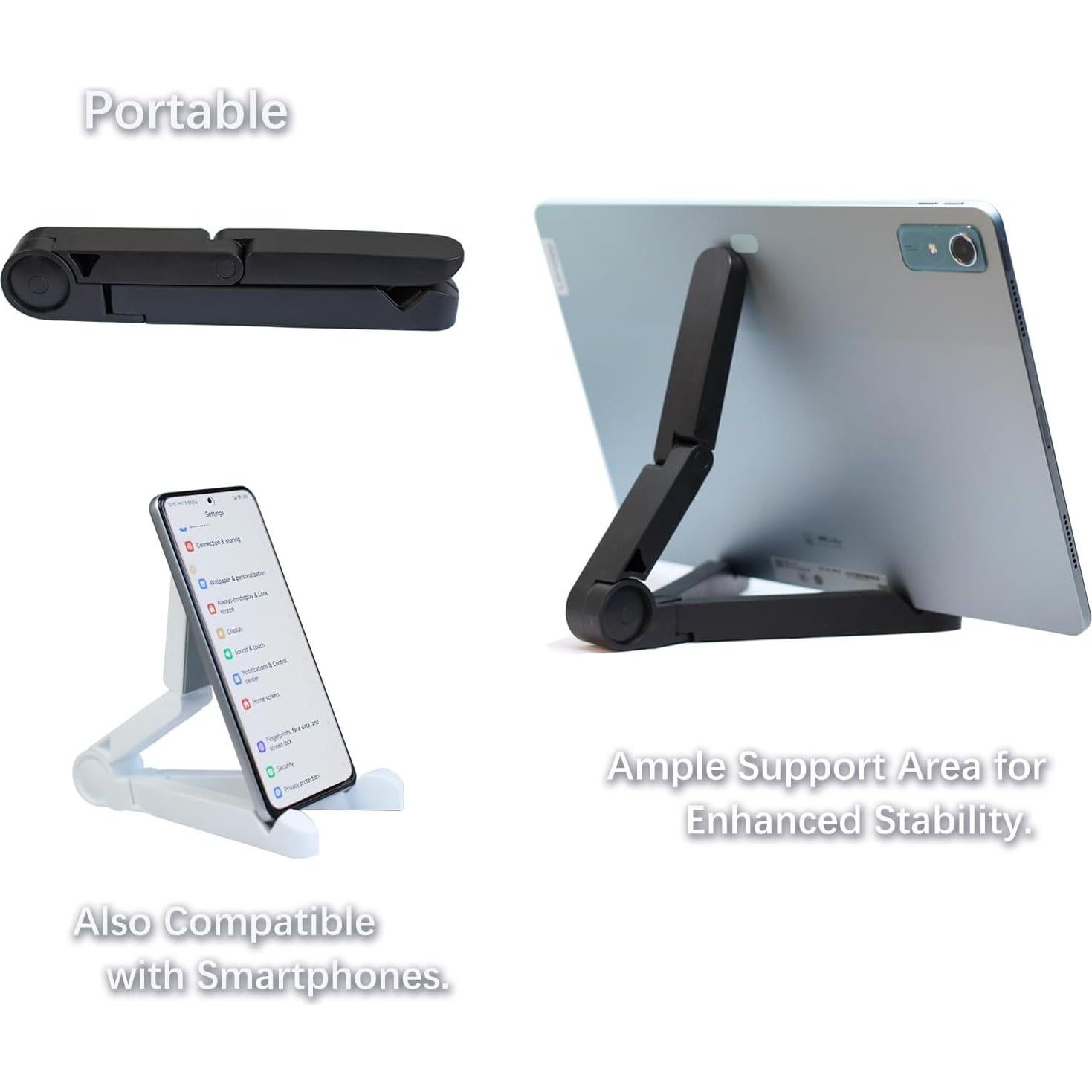 Soporte para Tabletas Ajustable NBZW - 2 Piezas, Blanco y Negro