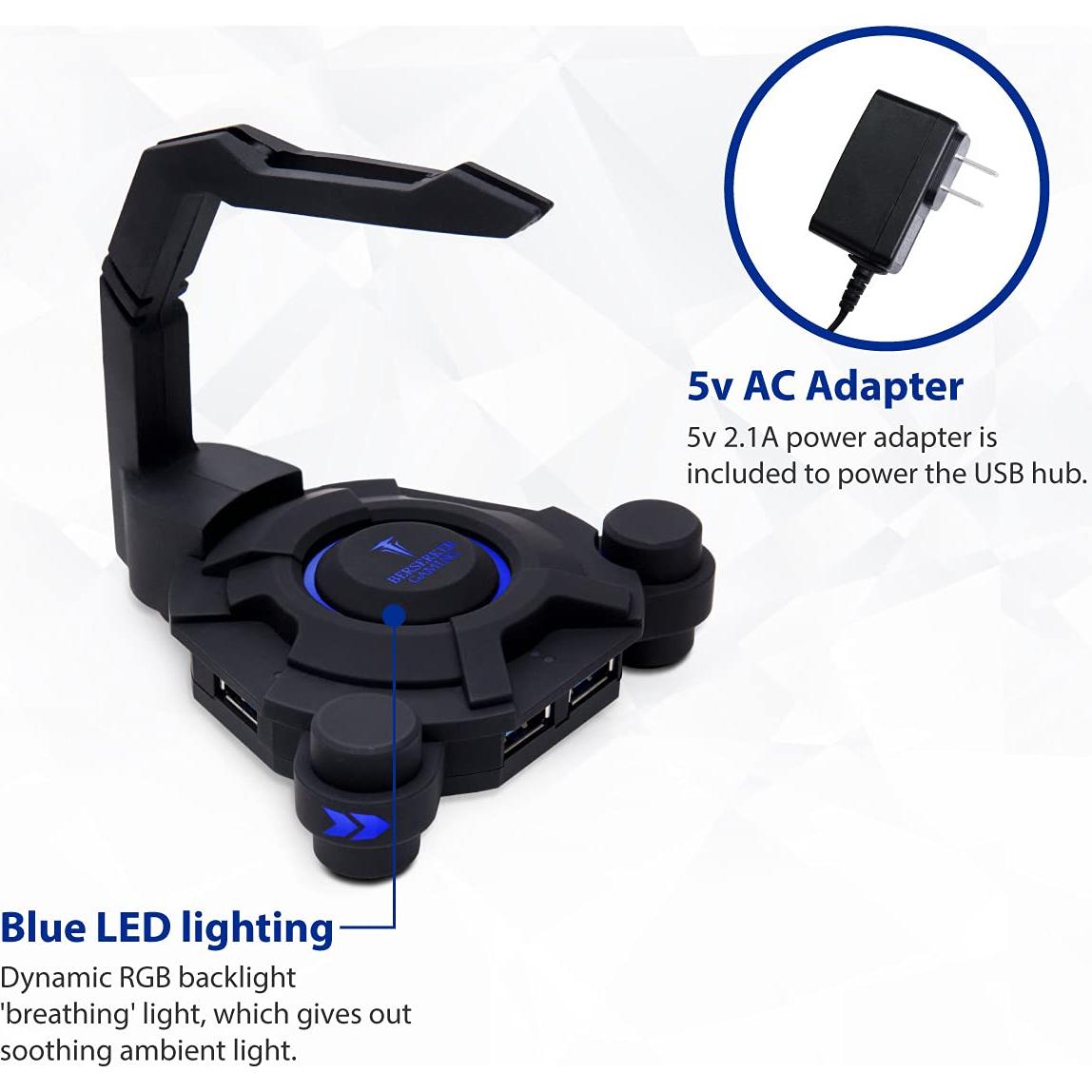 Soporte para Ratón Gaming Narfi con Hub USB 3.0 y LED Azul