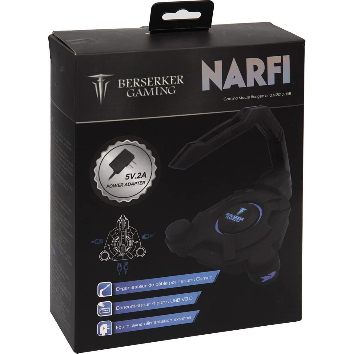 Soporte para Ratón Gaming Narfi con Hub USB 3.0 y LED Azul