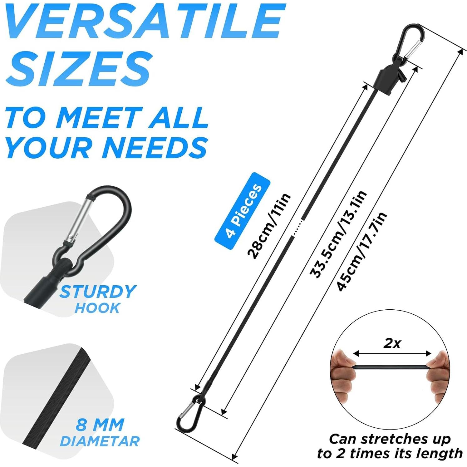Cuerdas elásticas ajustables SDTC Tech 30 cm, paquete de 4