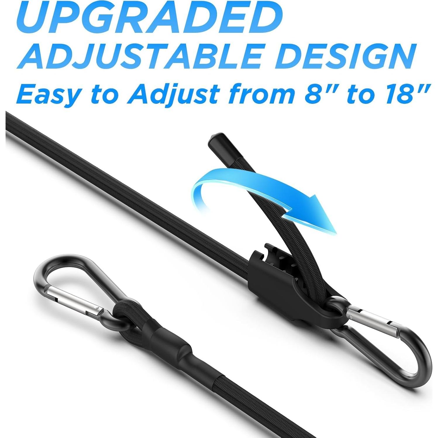 Cuerdas elásticas ajustables SDTC Tech 30 cm, paquete de 4