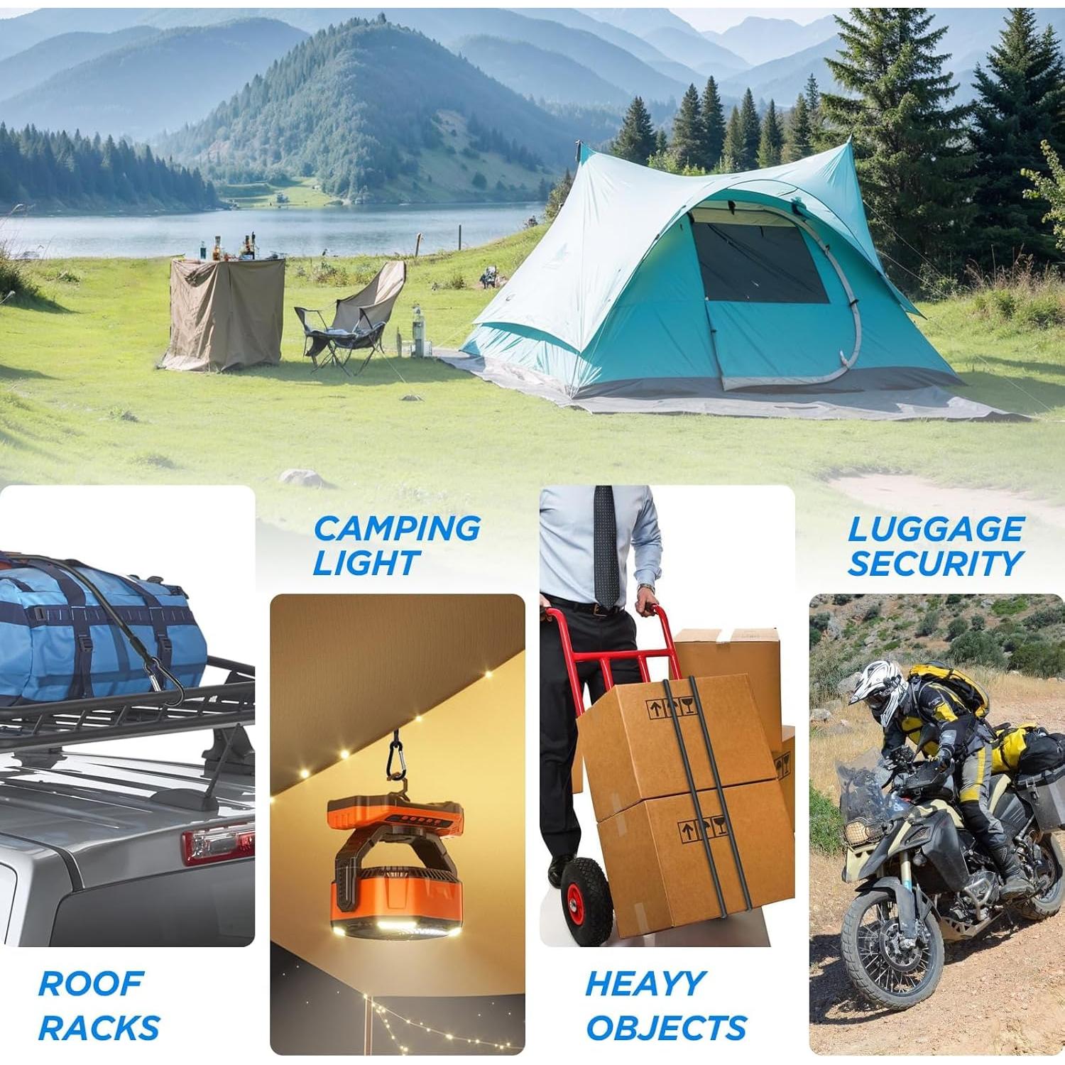 Cuerdas elásticas ajustables SDTC Tech 30 cm, paquete de 4