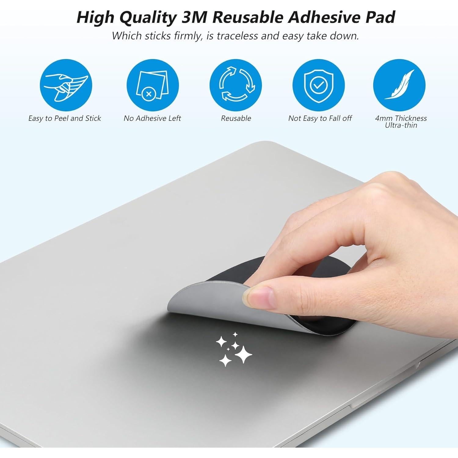 Soporte para Mouse Lacdo Adhesivo Universal Negro 13x7.5cm