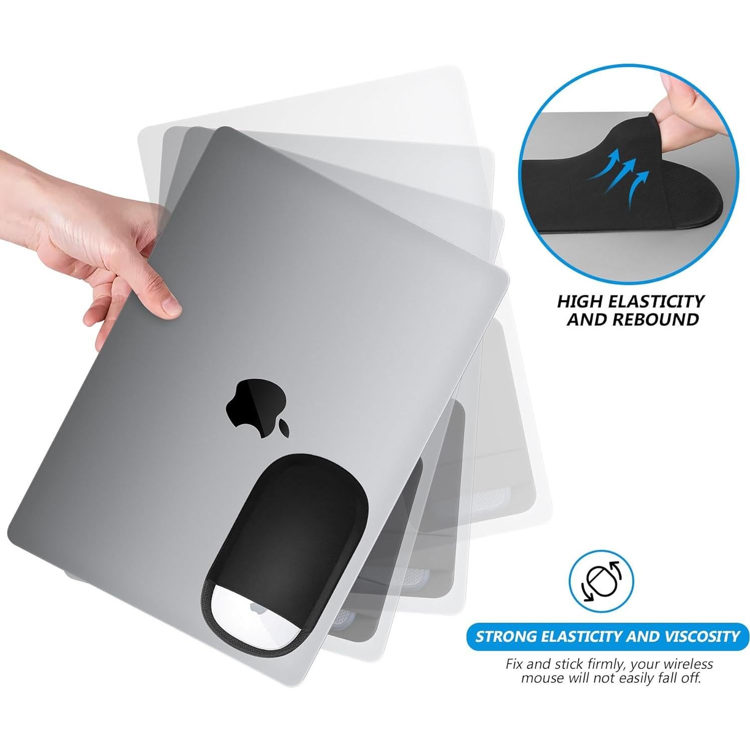 Soporte para Mouse Lacdo Adhesivo Universal Negro 13x7.5cm