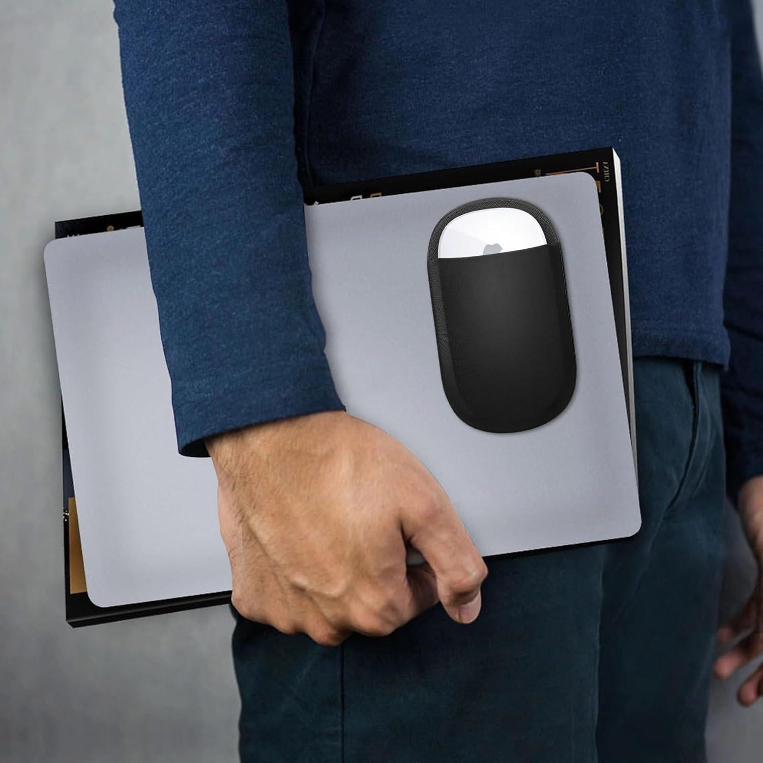 Soporte para Mouse Lacdo Adhesivo Universal Negro 13x7.5cm