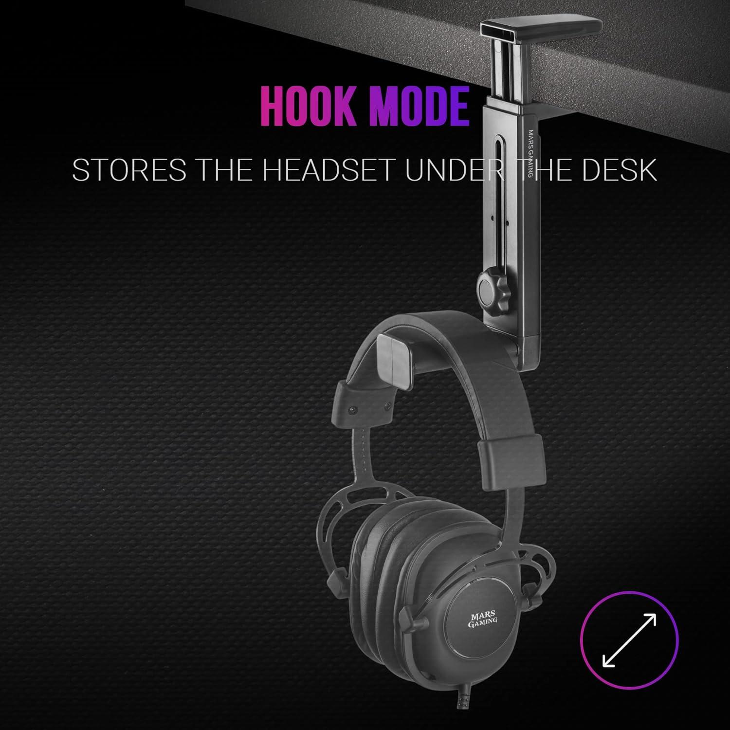 Soporte para Auriculares Mars Gaming MHH2 RGB con 2xUSB HUB