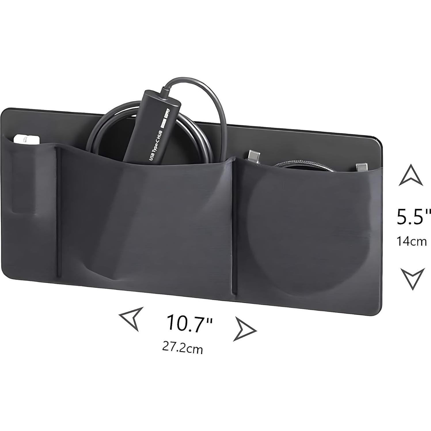 Organizador Adherible de 3 Bolsillos AMOZIFY para Laptop Negro