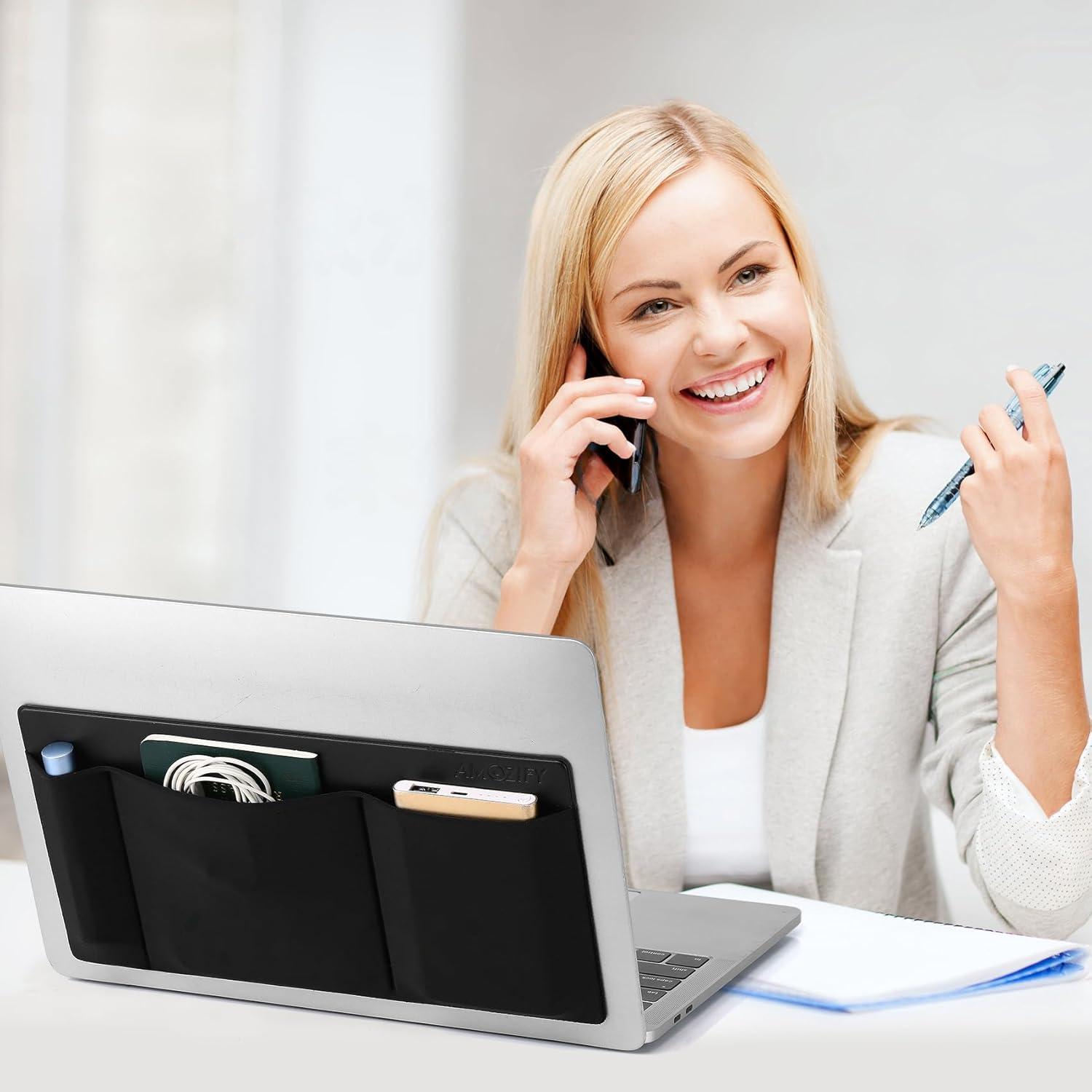 Organizador Adherible de 3 Bolsillos AMOZIFY para Laptop Negro