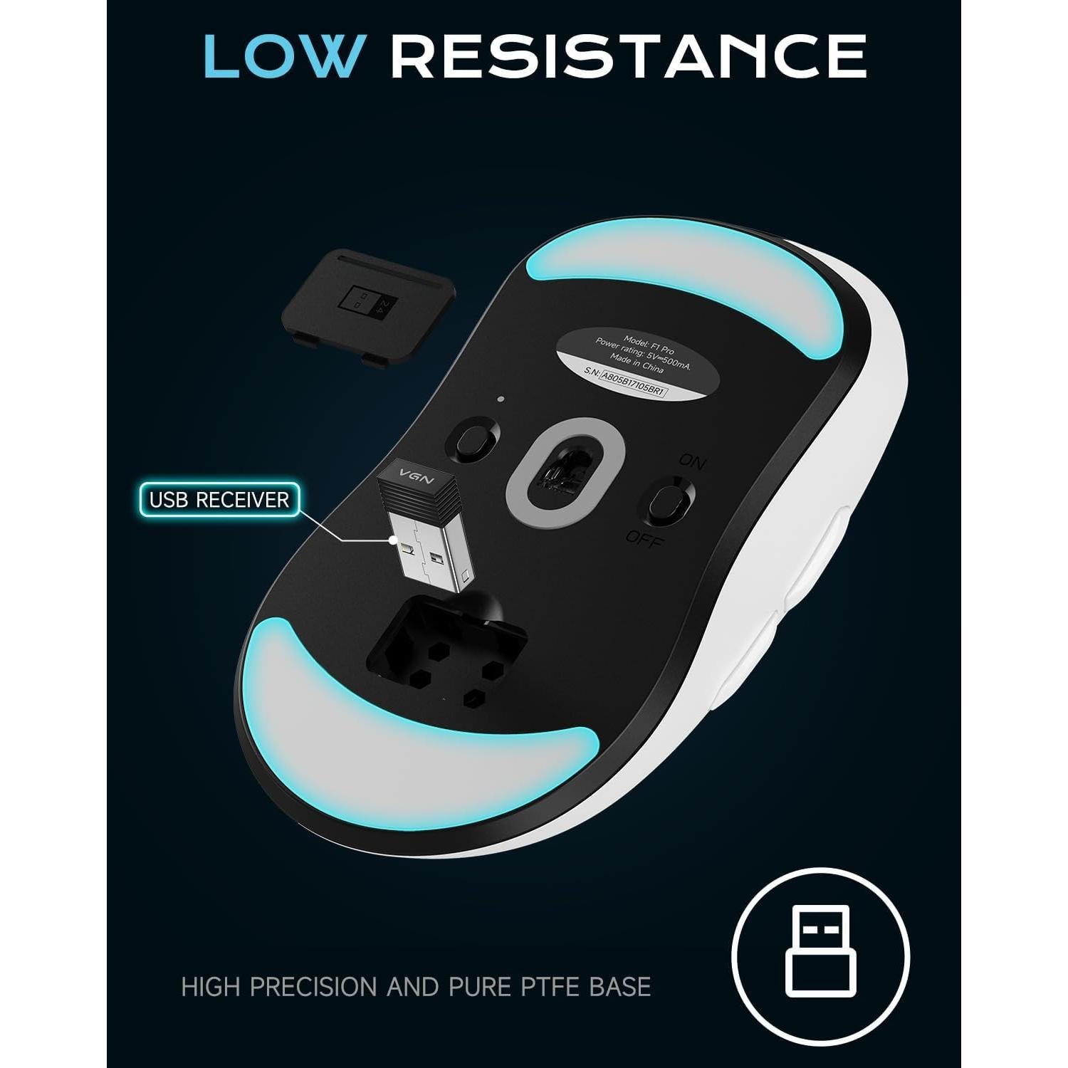 Ratón Gaming Inalámbrico VGN F1 Pro - 49g, 26K DPI, 6 Botones