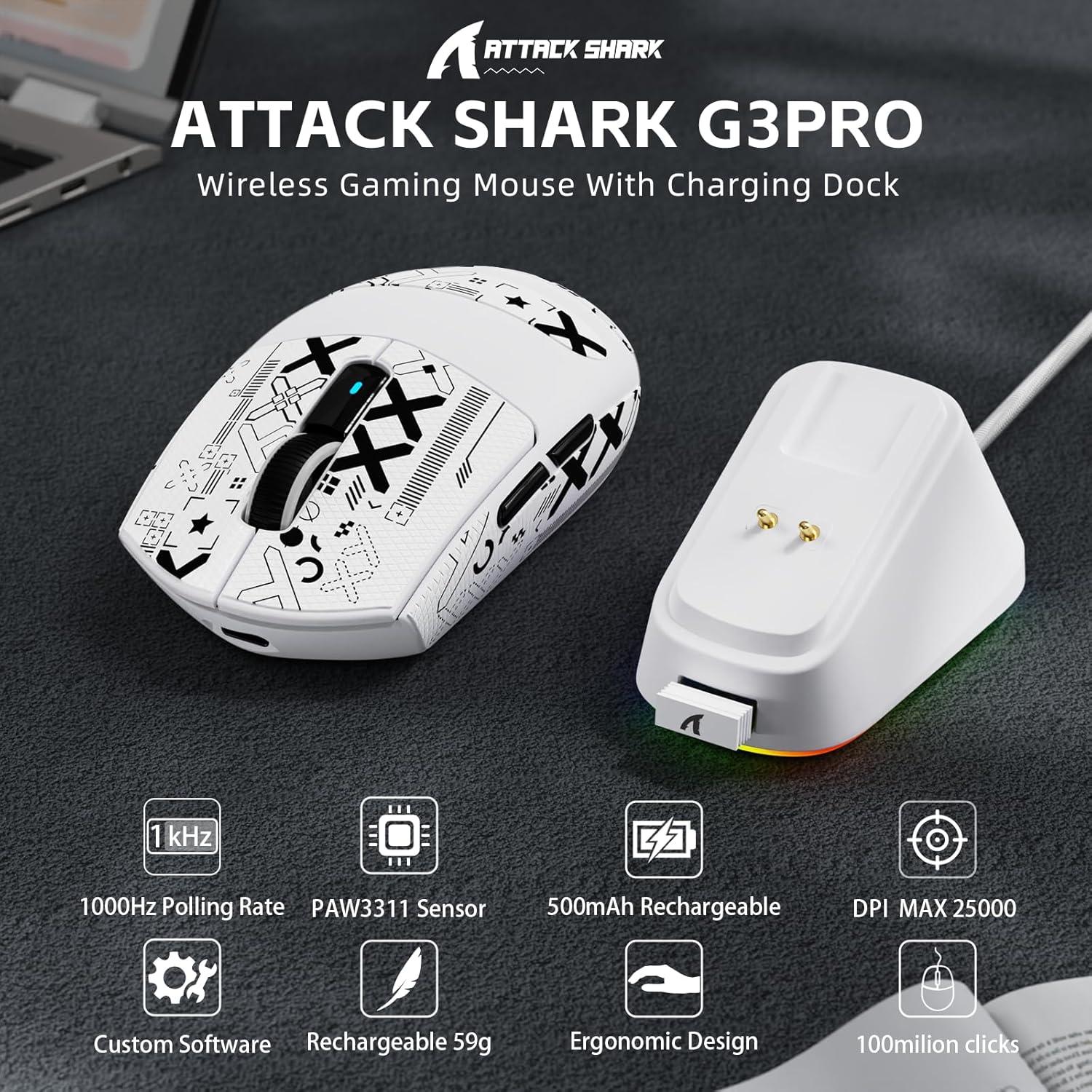 Ratón Gaming Inalámbrico Attack Shark G3 PRO RGB 25K DPI