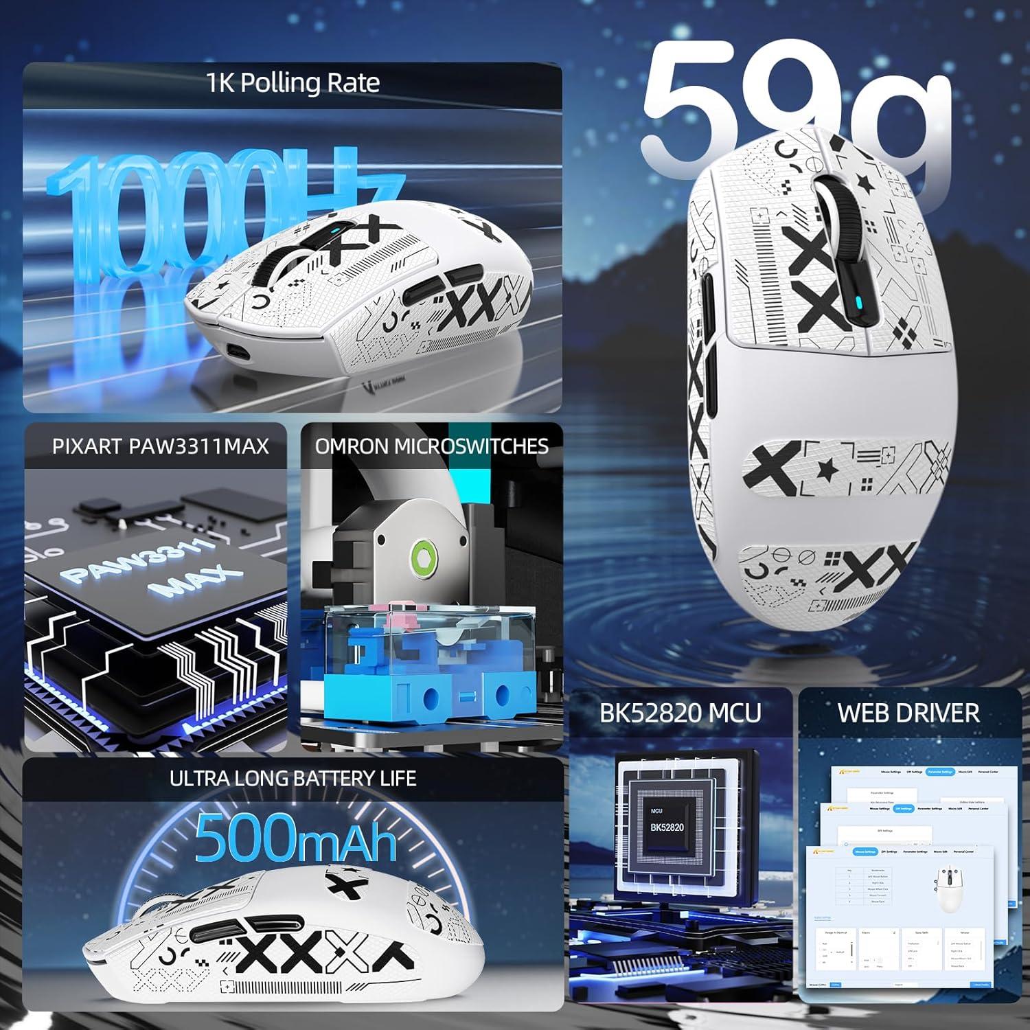 Ratón Gaming Inalámbrico Attack Shark G3 PRO RGB 25K DPI