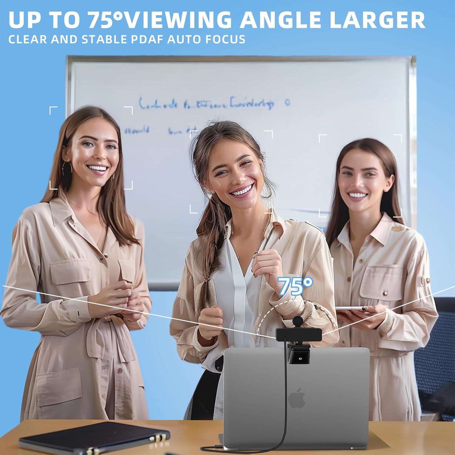 Cámara Web 4K PEATOP con Micrófono y Tapa de Privacidad