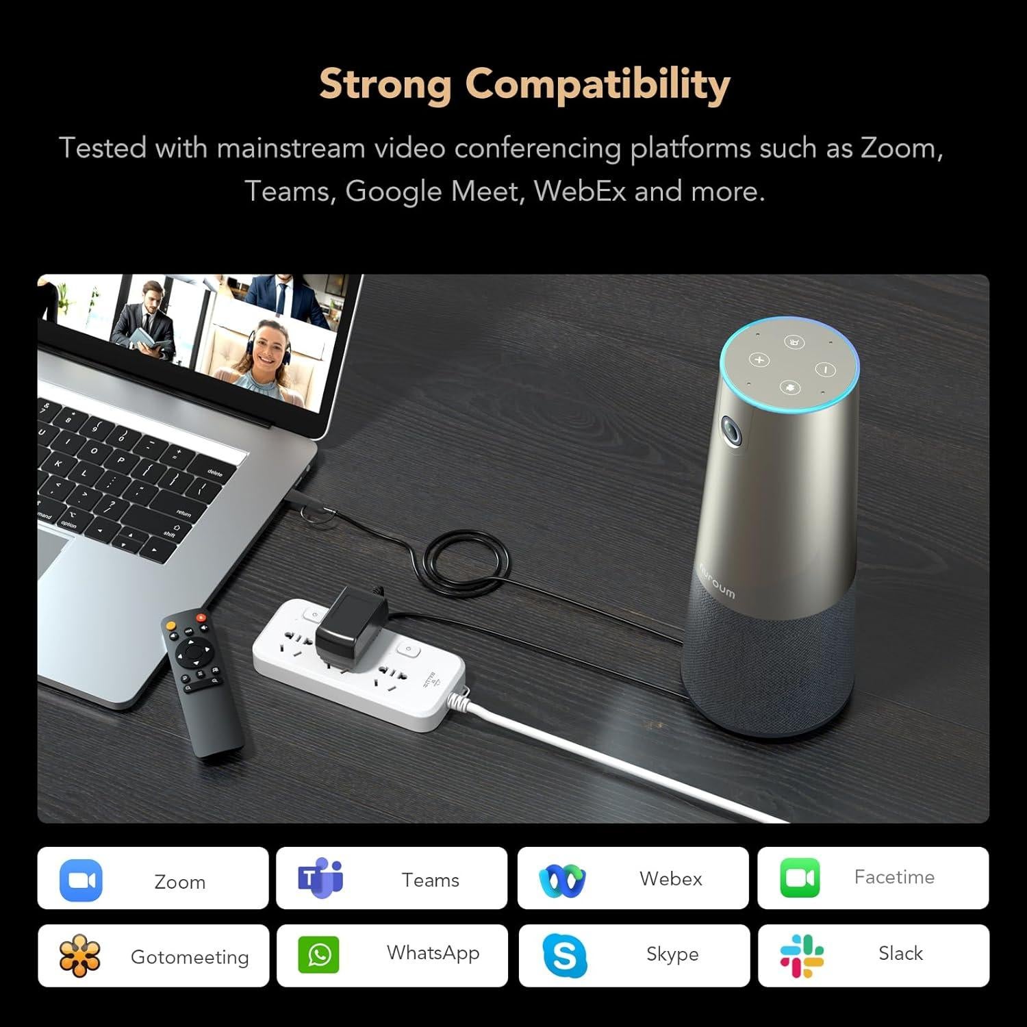 Cámara Web de Conferencia NUROUM C46 4K con Micrófono y Altavoz