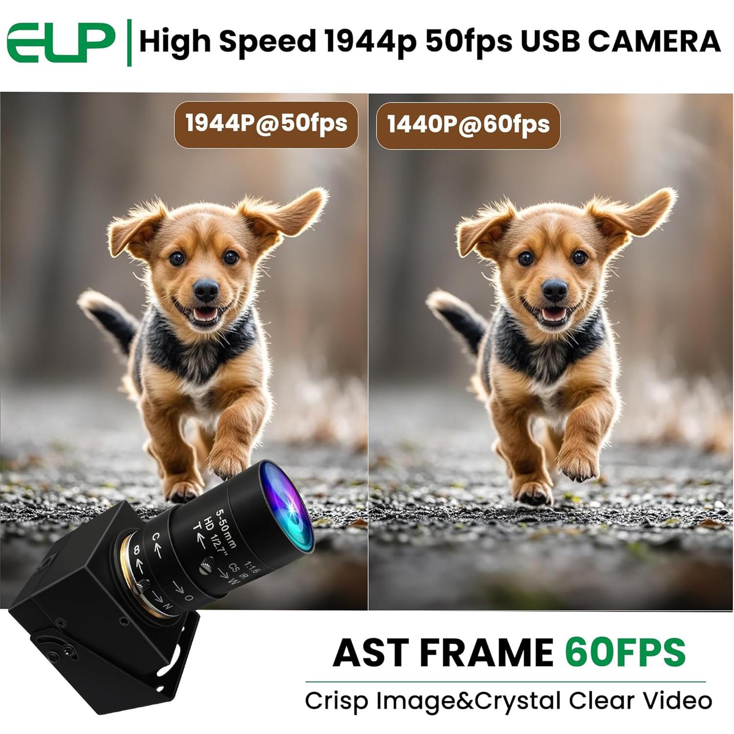 Cámara Web USB ELP 5MP 10X Zoom 1440P Alta Velocidad