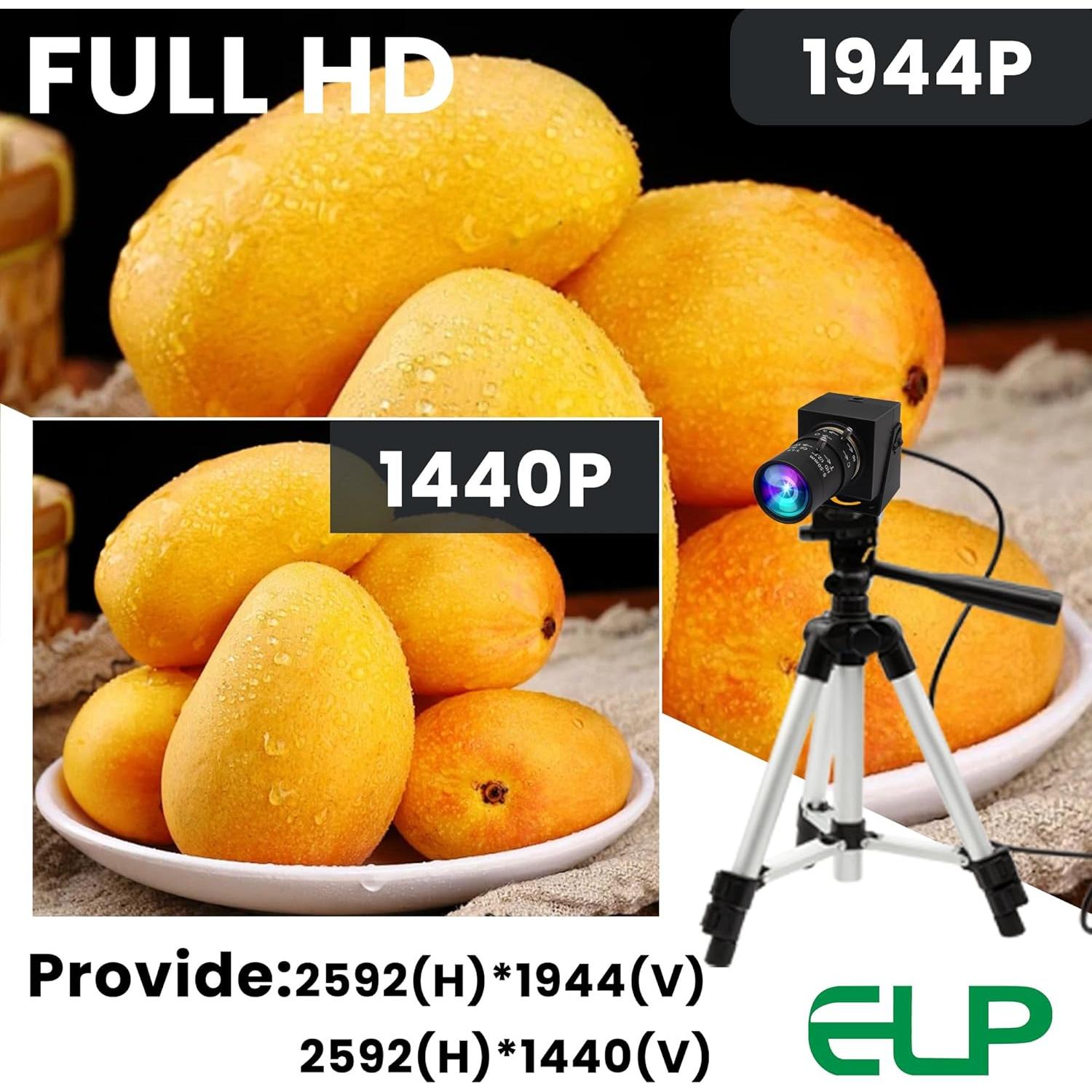 Cámara Web USB ELP 5MP 10X Zoom 1440P Alta Velocidad