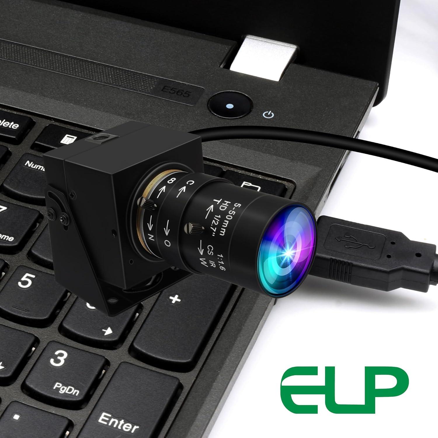 Cámara Web USB ELP 5MP 10X Zoom 1440P Alta Velocidad